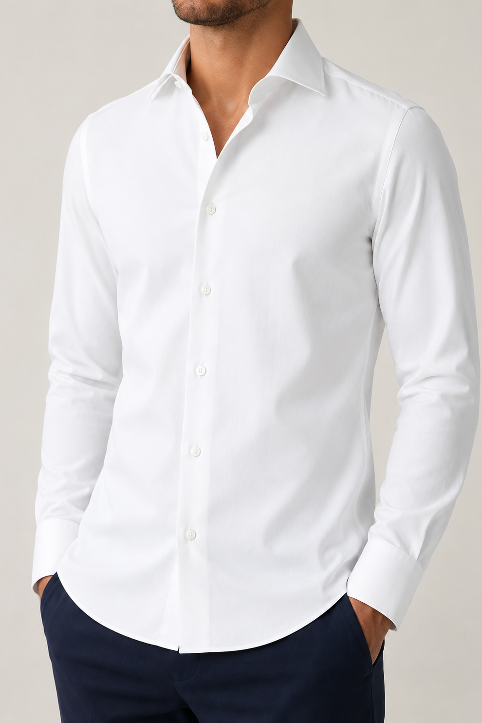 Vollzwirn Hemd Slim Fit Weiß
