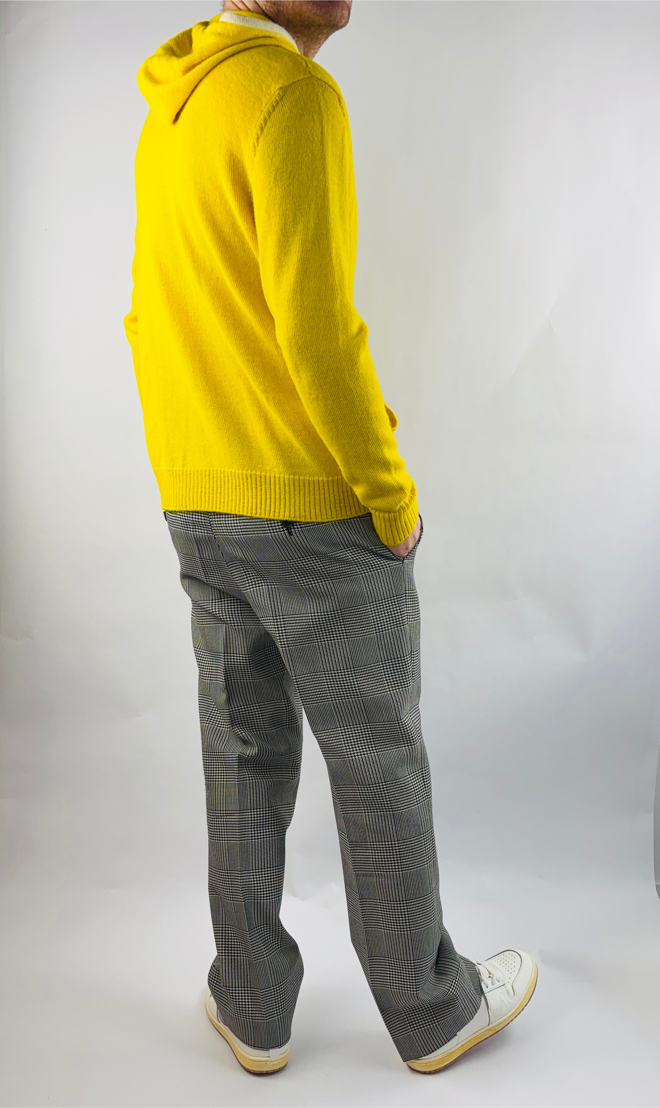 Hoodie Handmade in Peru Baby Alpaca Wool Slim Fit Hood/Zipper Yellow