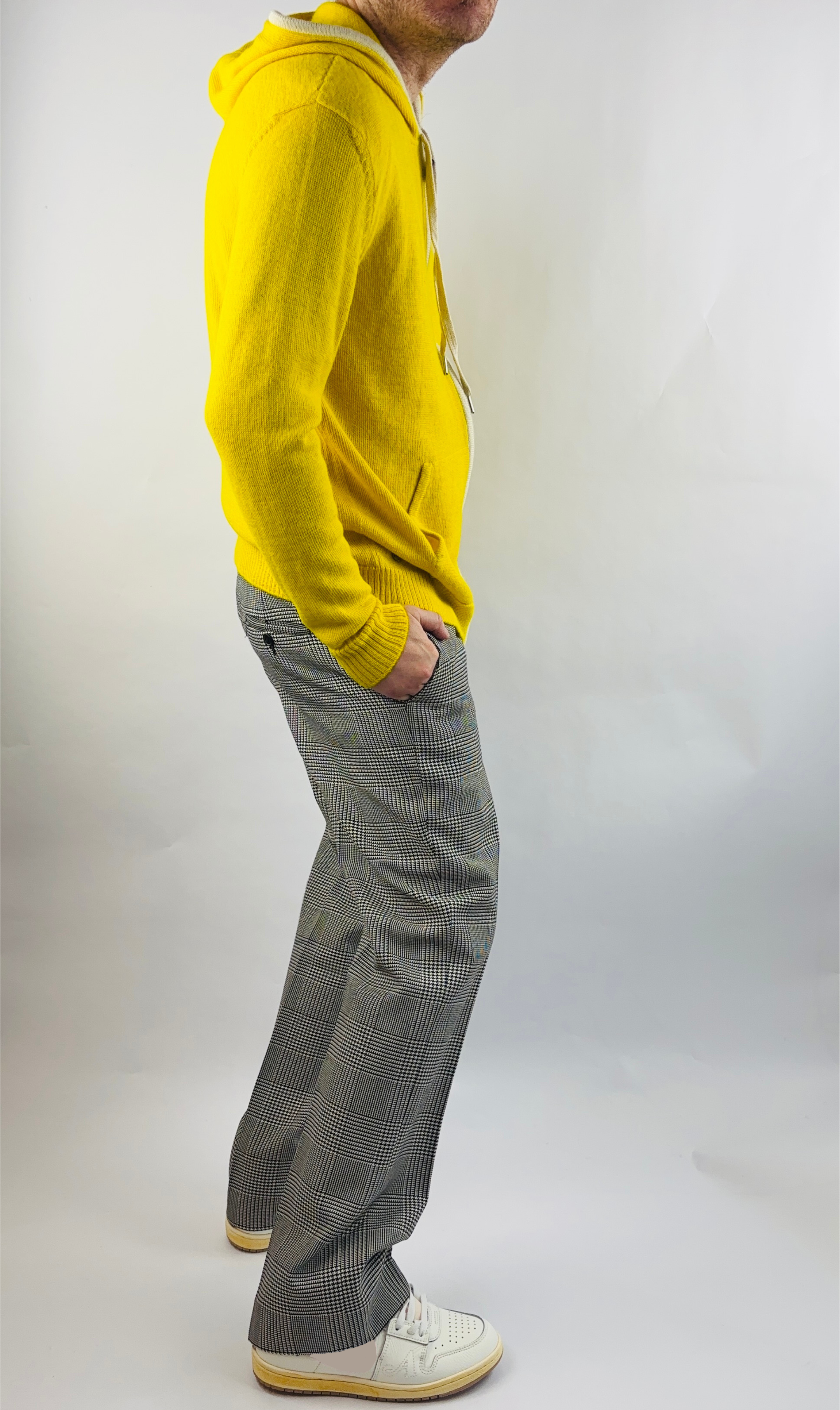 Hoodie Handmade in Peru Baby Alpaca Wool Slim Fit Hood/Zipper Yellow