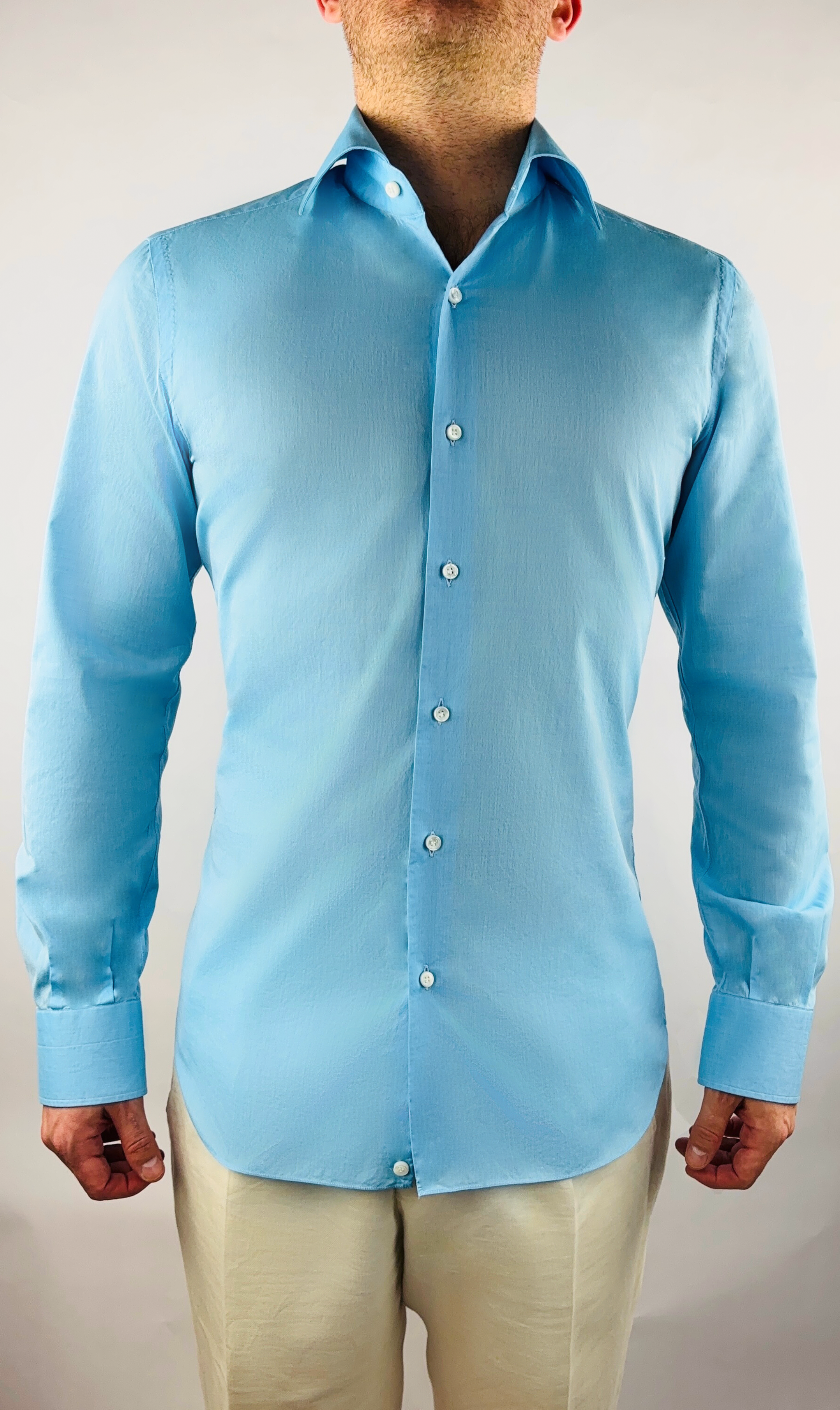 Shirt Handmade in Italy 100/2 Two-Twist Slim Fit Blue