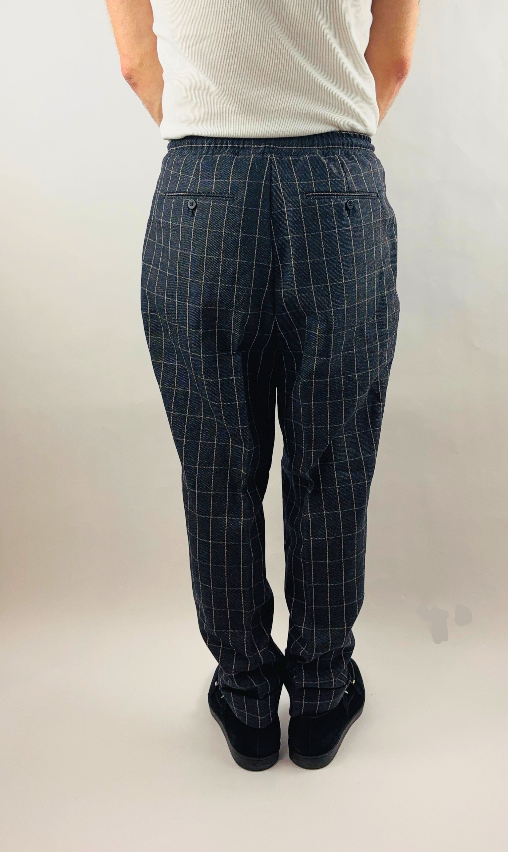 Baggy Pants Handmade in Italy Wool Jogger Grey Checked