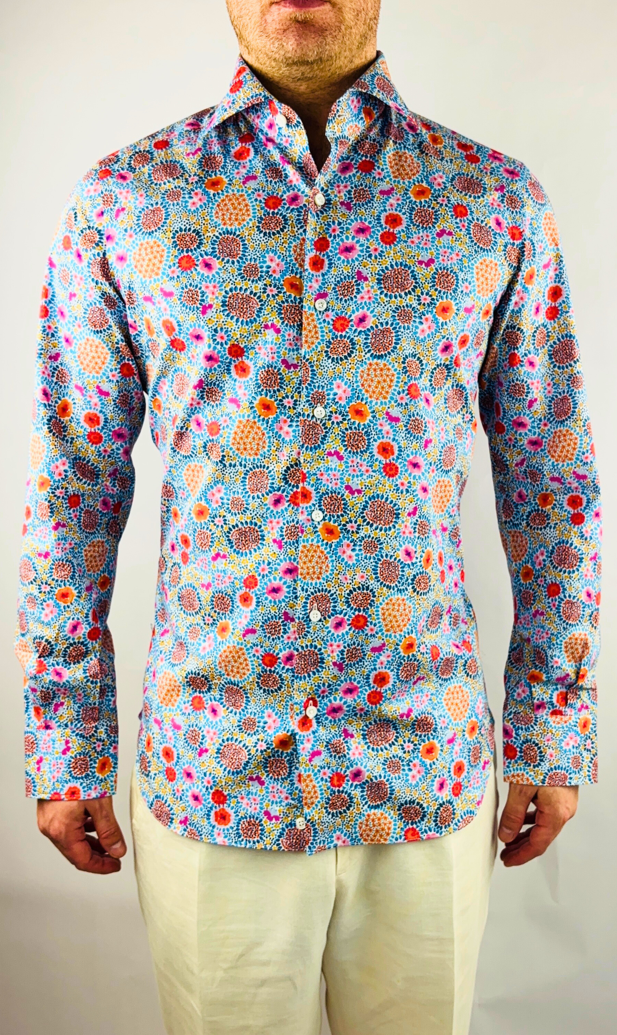 Shirt Handmade in Italy Slim Fit Flowers