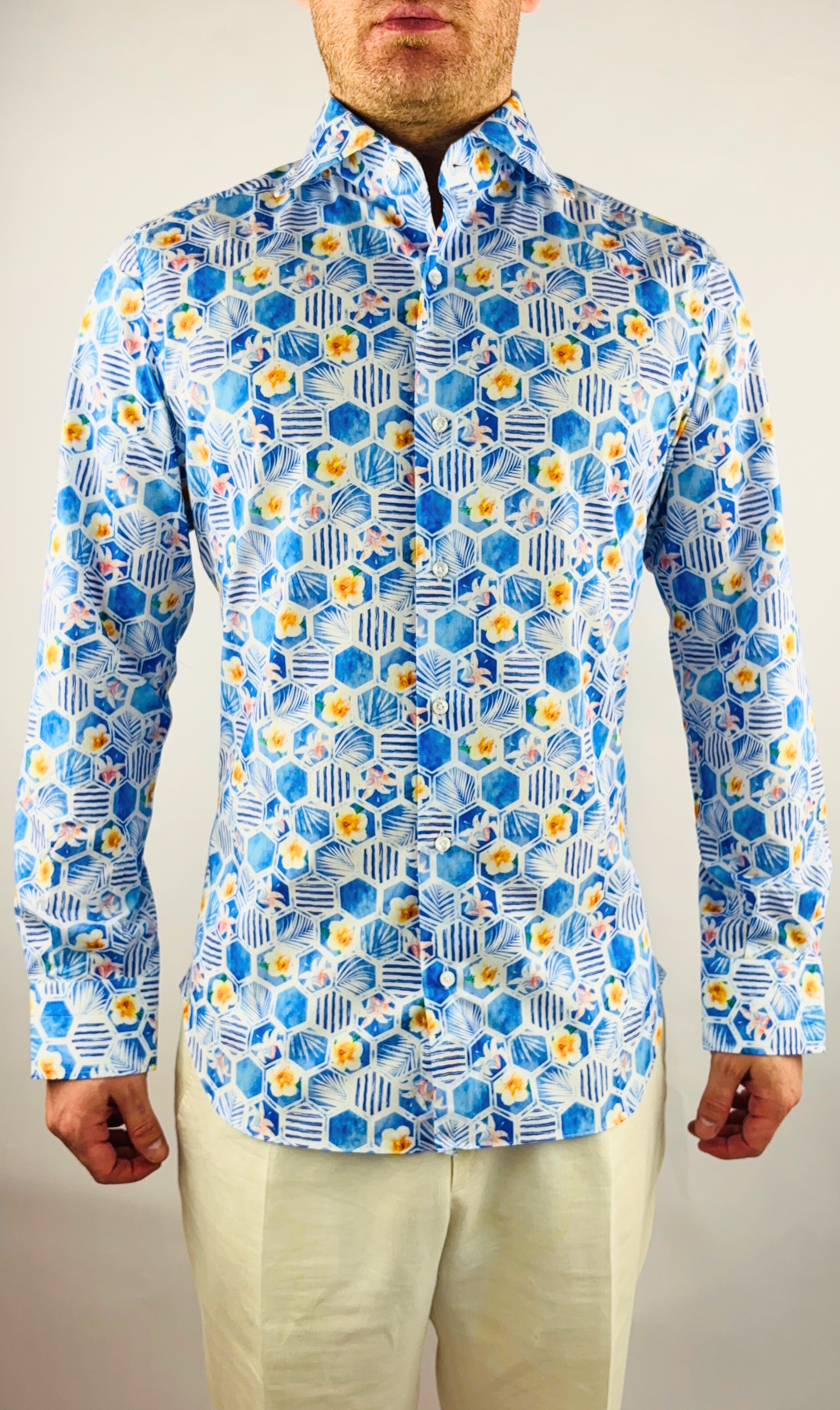 Shirt Handmade in Italy Slim Fit Flowers