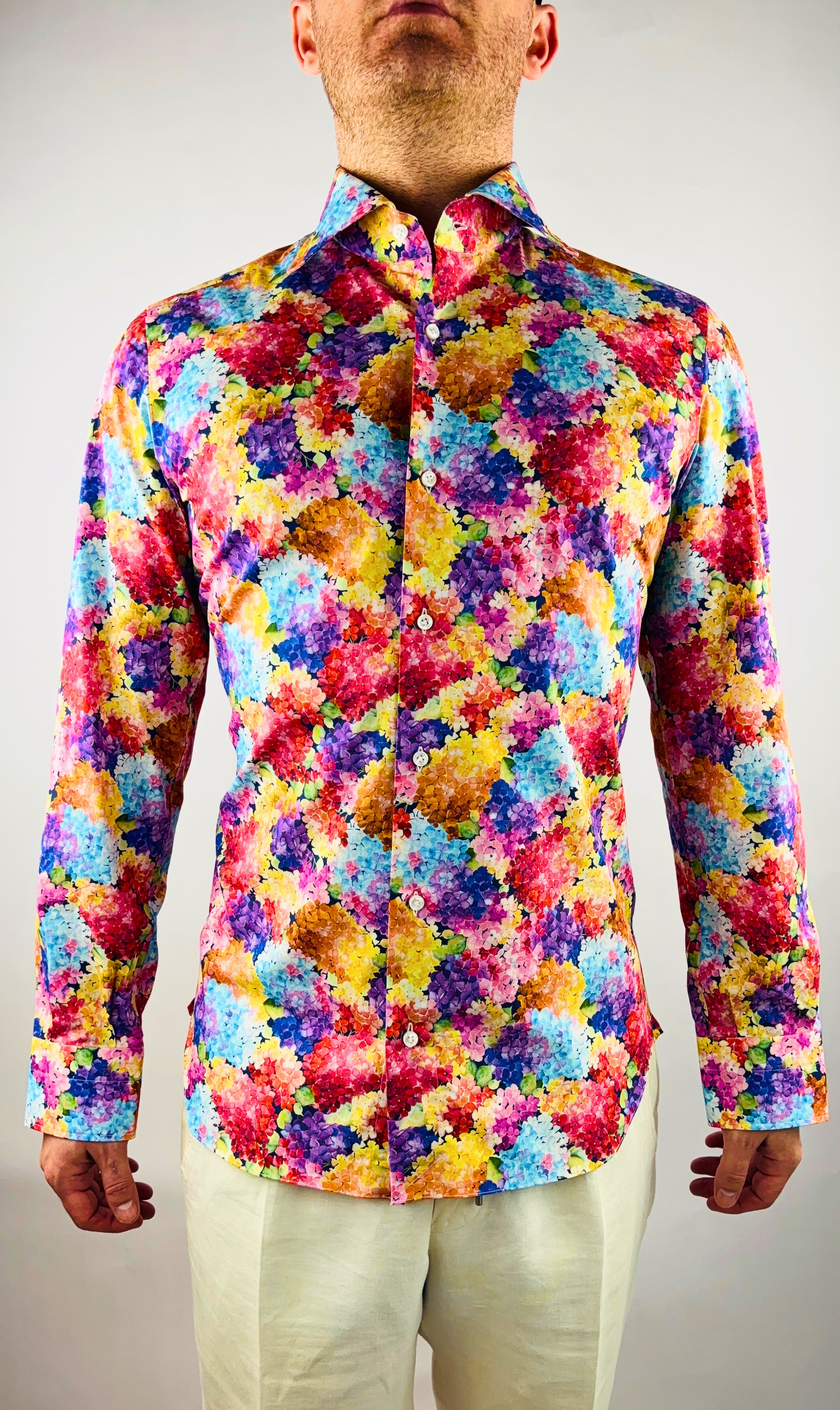 Shirt Handmade in Italy Slim Fit Hydrangeas