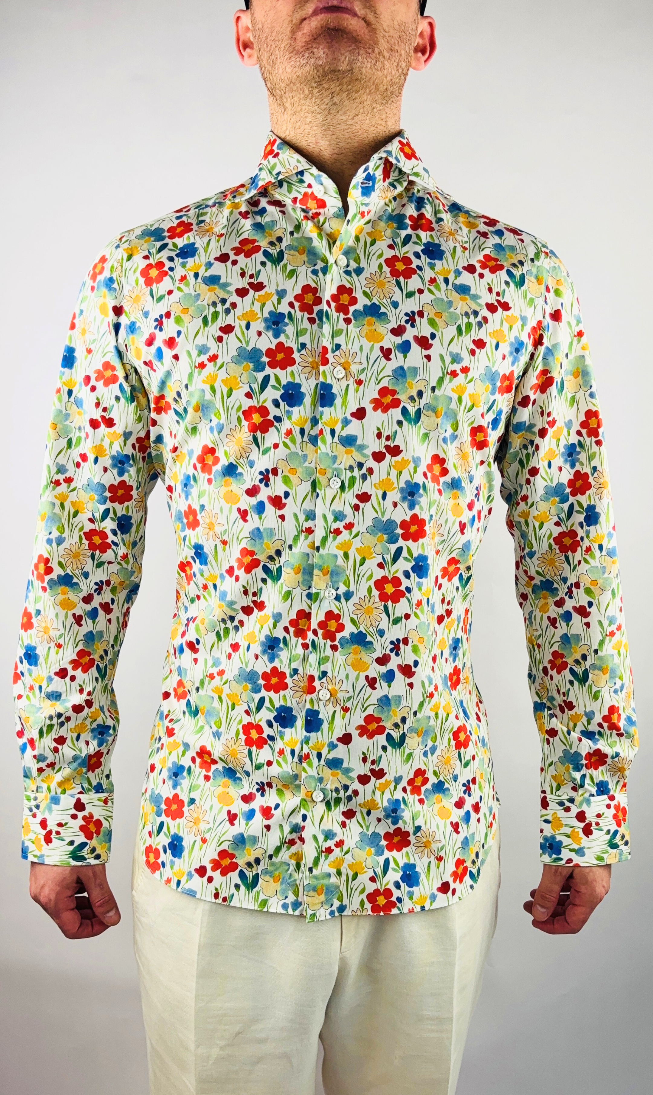 Shirt Handmade in Italy Slim Fit Flowers