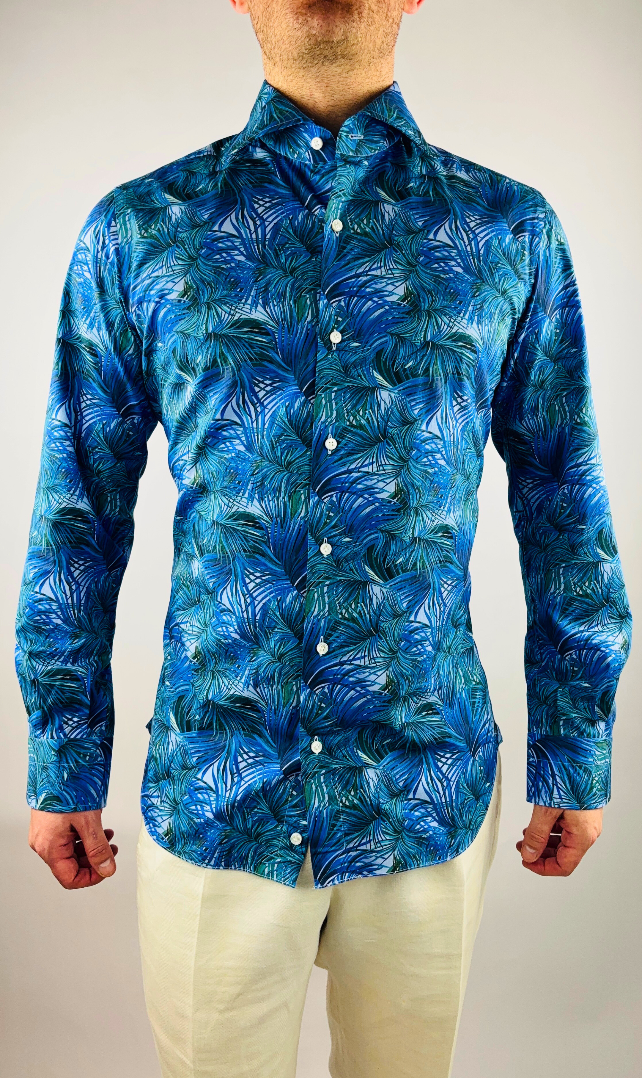 Shirt Handmade in Italy Slim Fit Palm Trees
