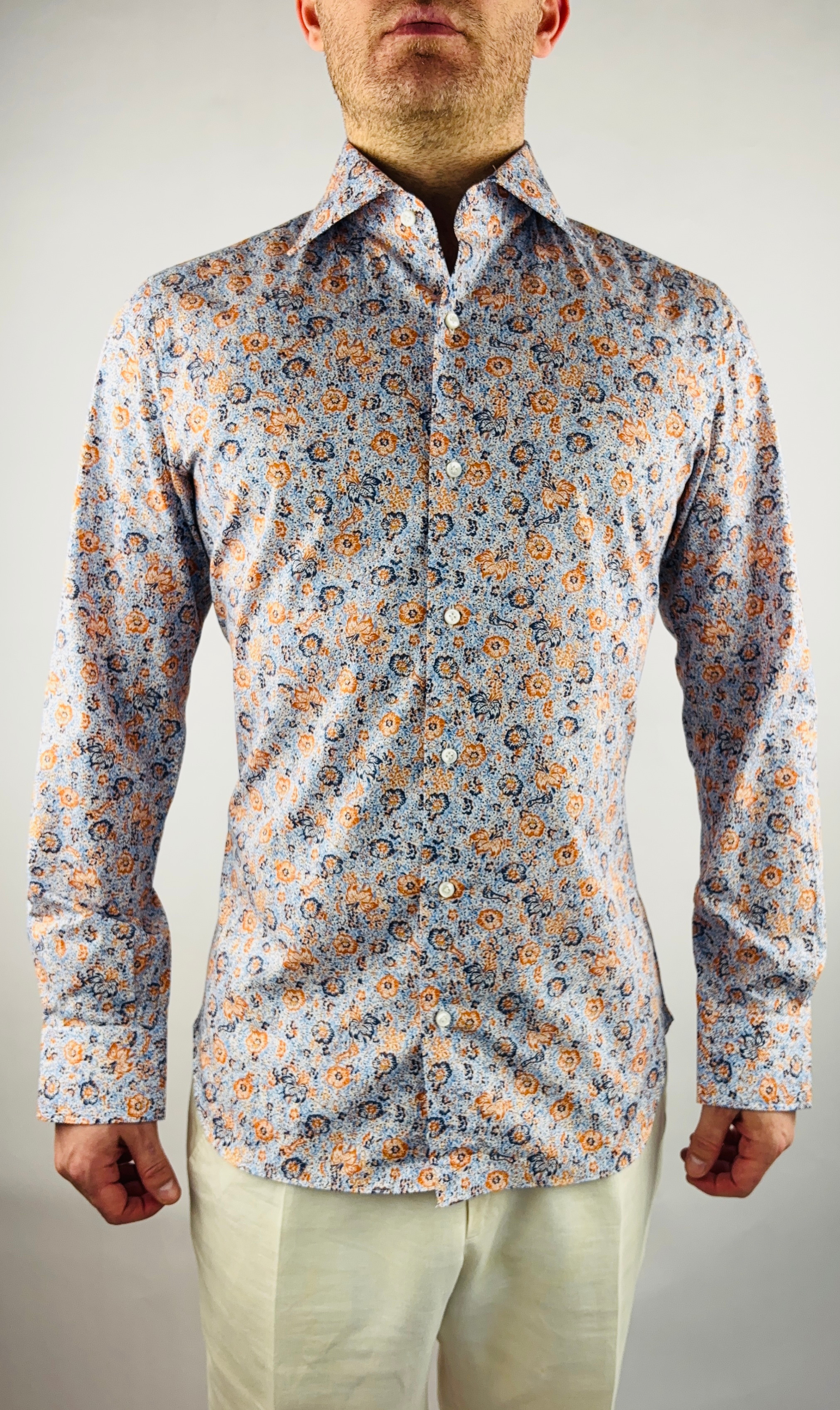 Shirt Handmade in Italy Slim Fit Flowers