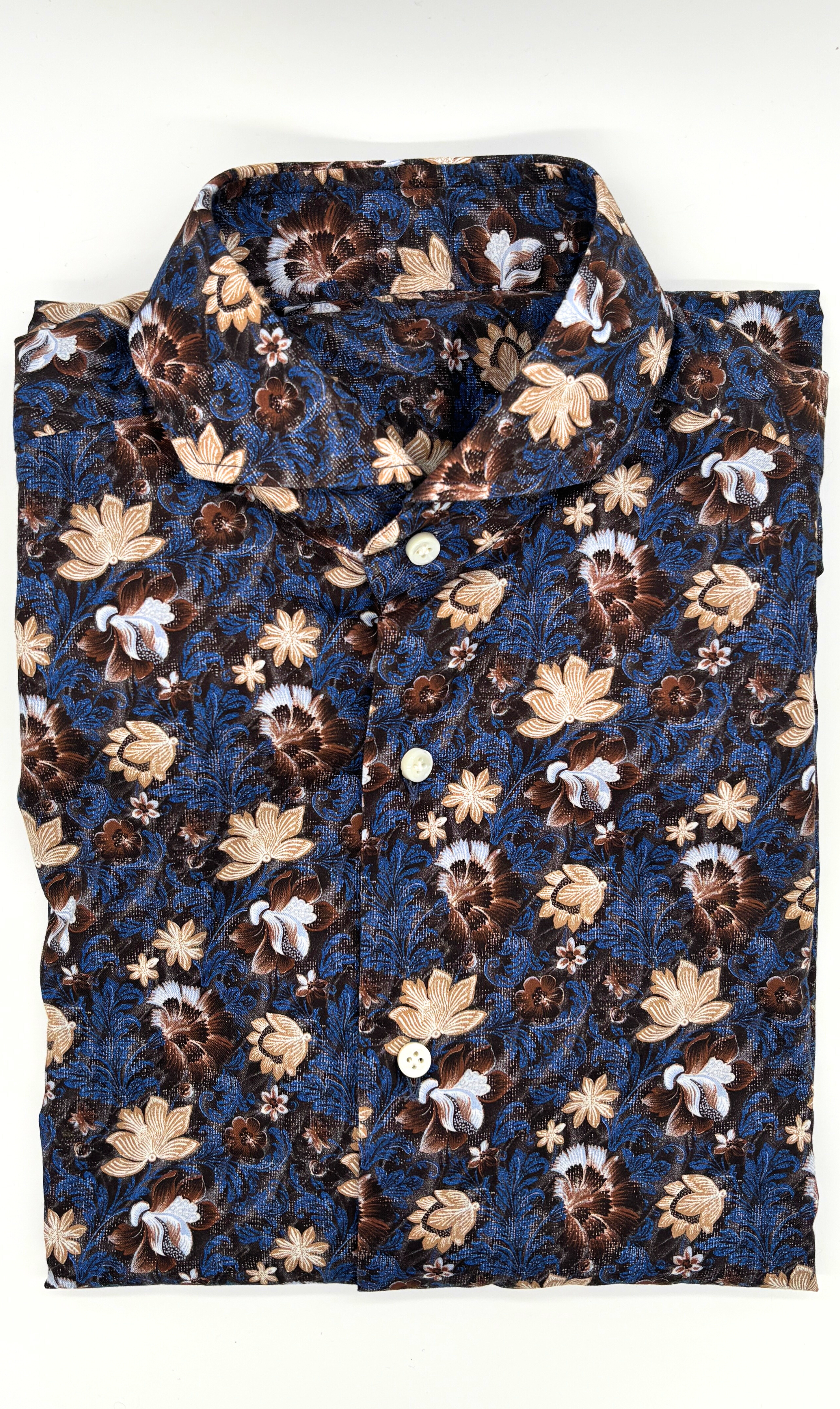 Shirt Handmade in Italy Regular Fit Flowers - Sample
