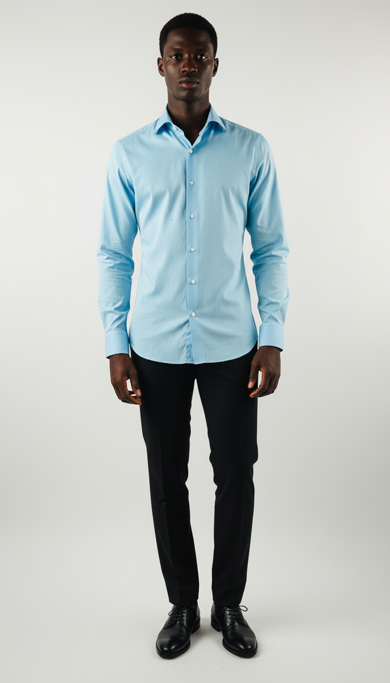 Hemd Handgemacht in Italien 100/2 Vollzwirn Slim Fit Blau