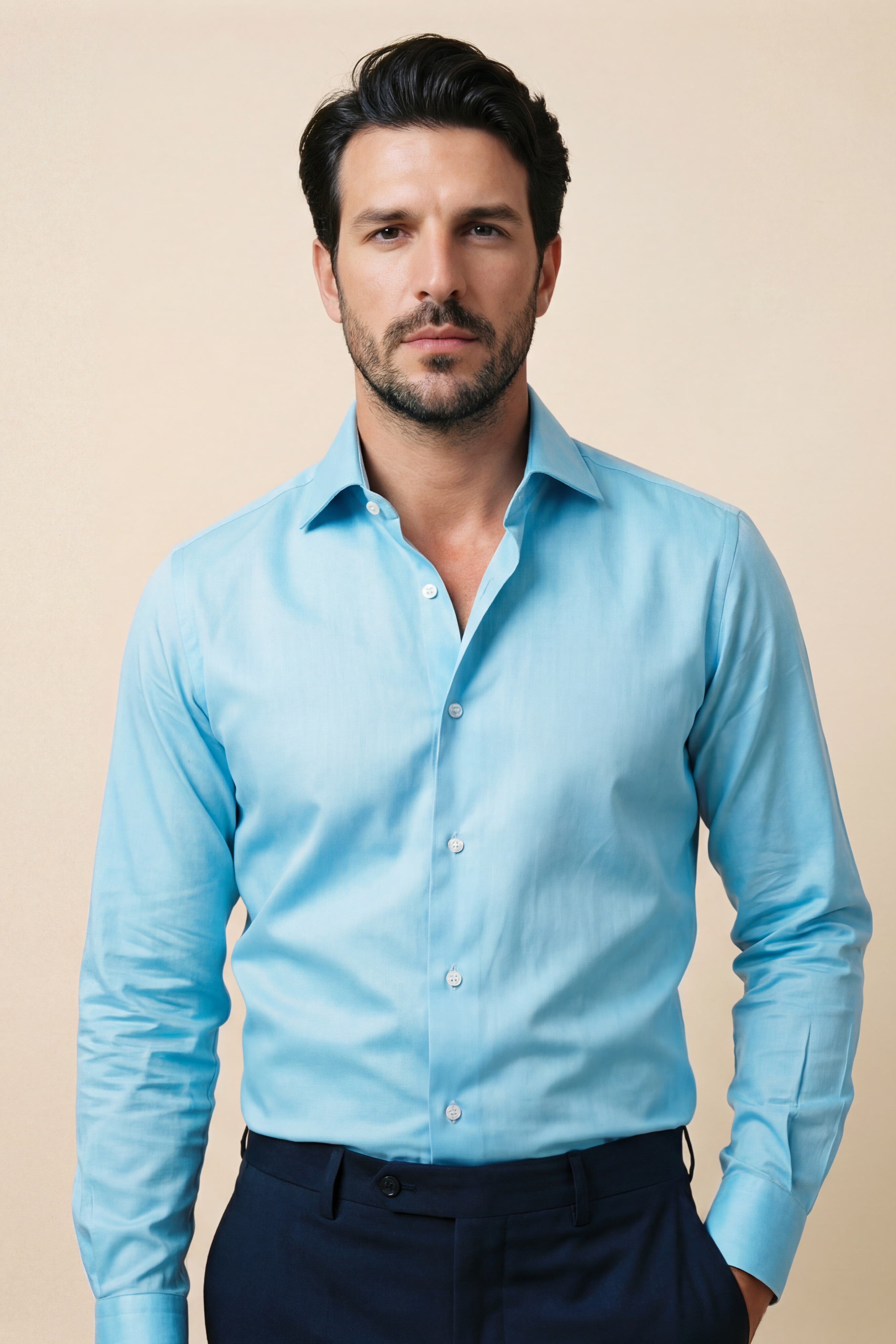 Vollzwirn Hemd Slim Fit Blau