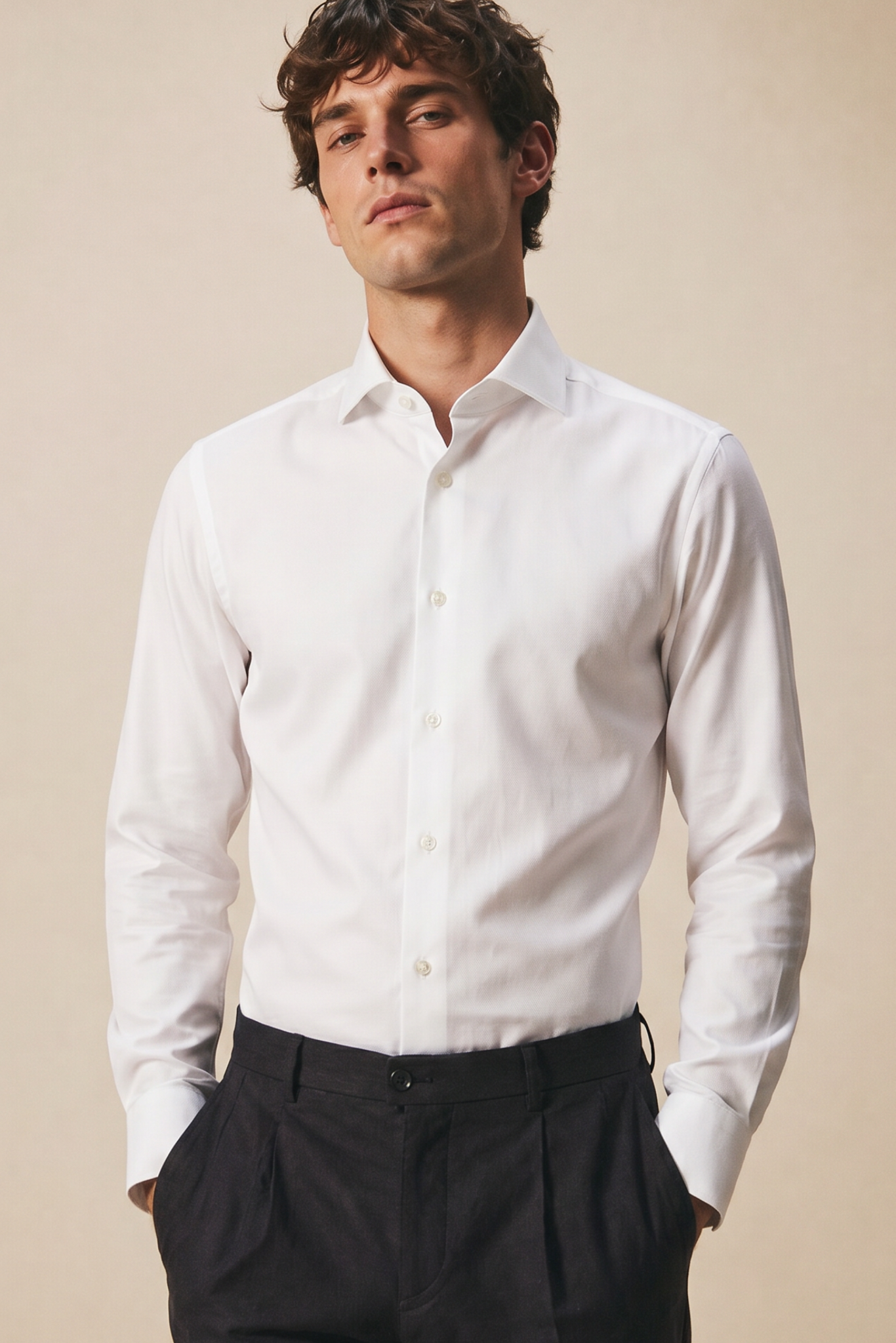 Vollzwirn Hemd Slim Fit Weiß