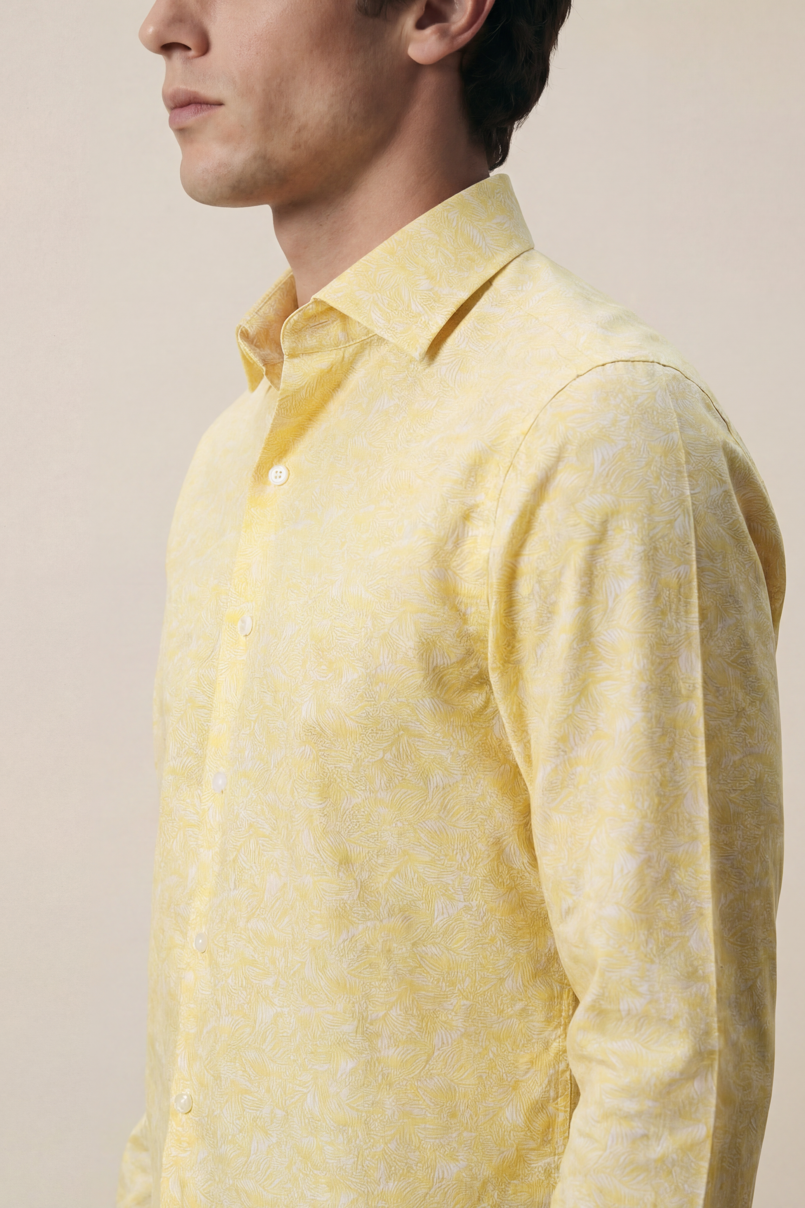 Palmenprint Hemd Slim Fit Gelb
