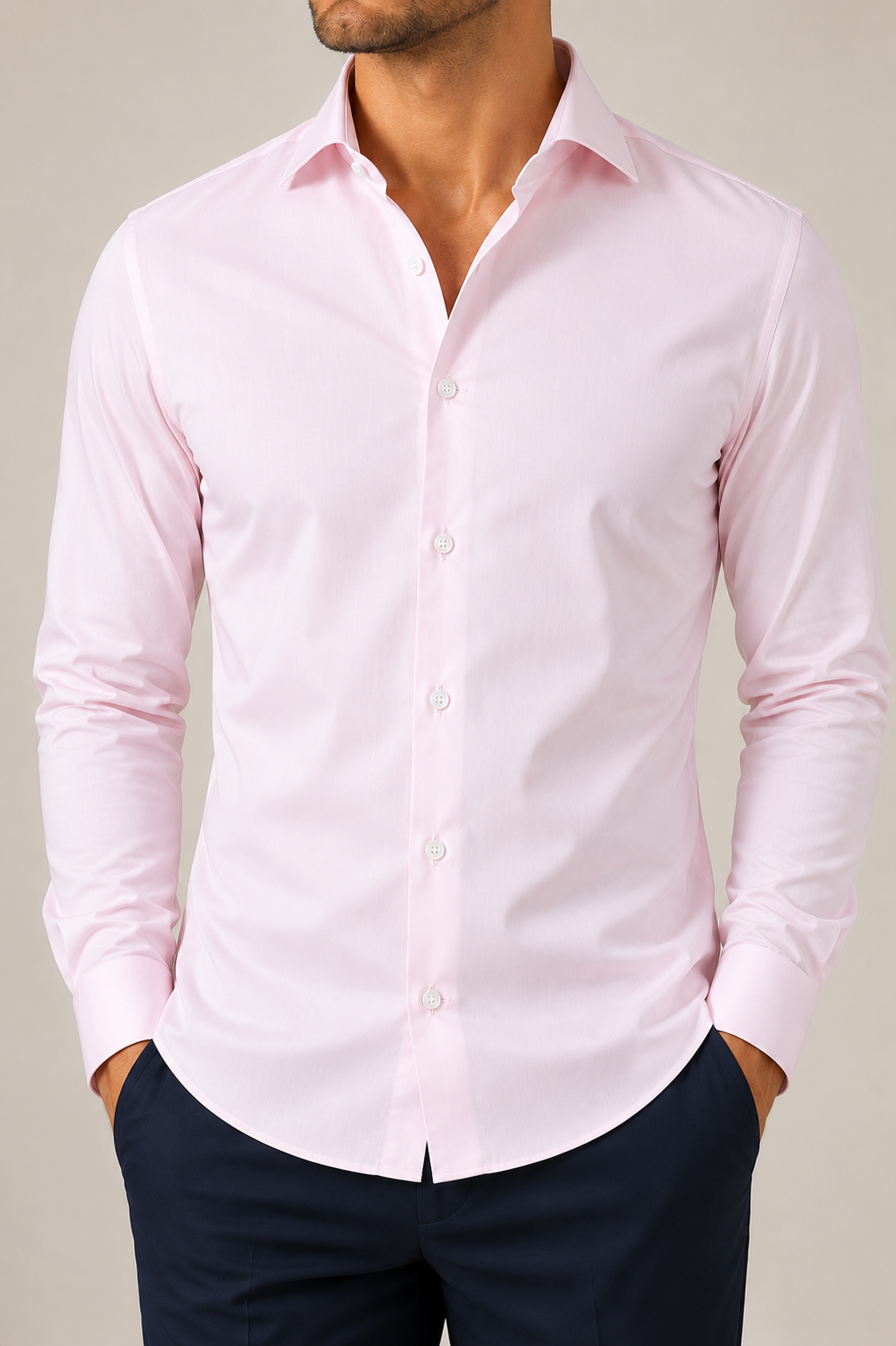 Vollzwirn Hemd Slim Fit Rosa