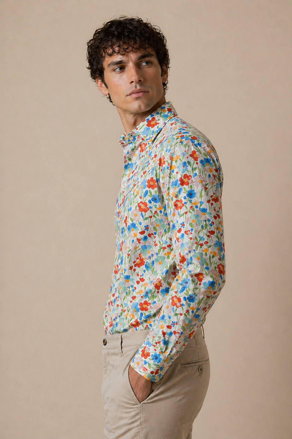 Blumenprint Hemd Slim Fit
