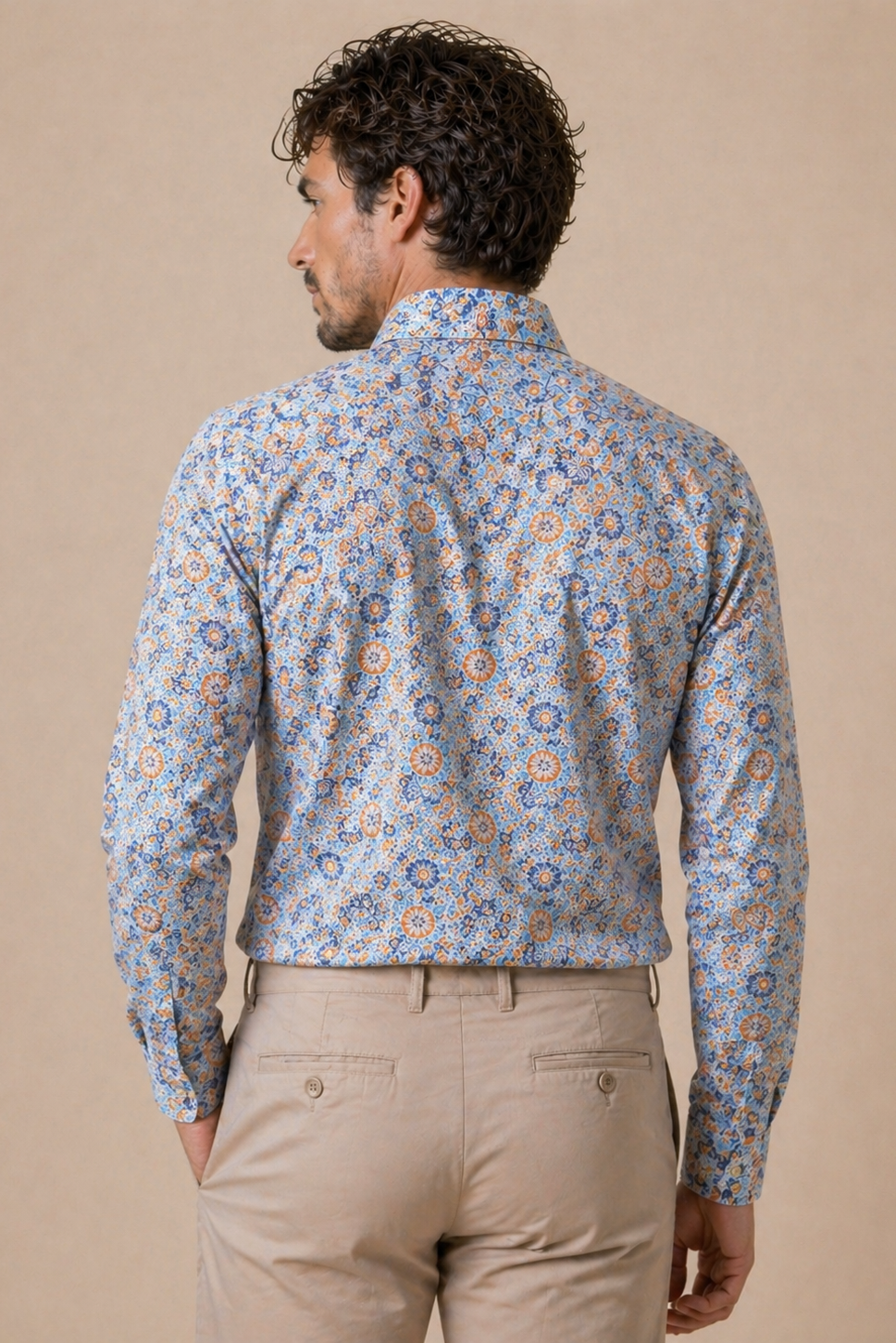Blumenprint Hemd Slim Fit Hellblau