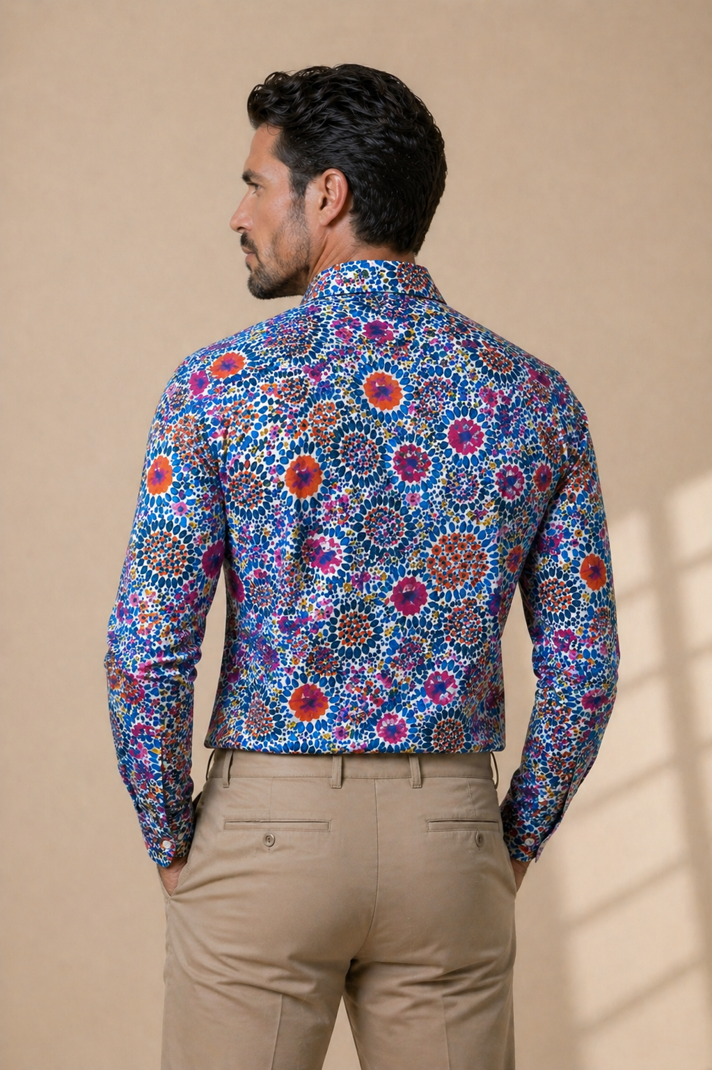 Blumenprint Hemd Slim Fit Blau