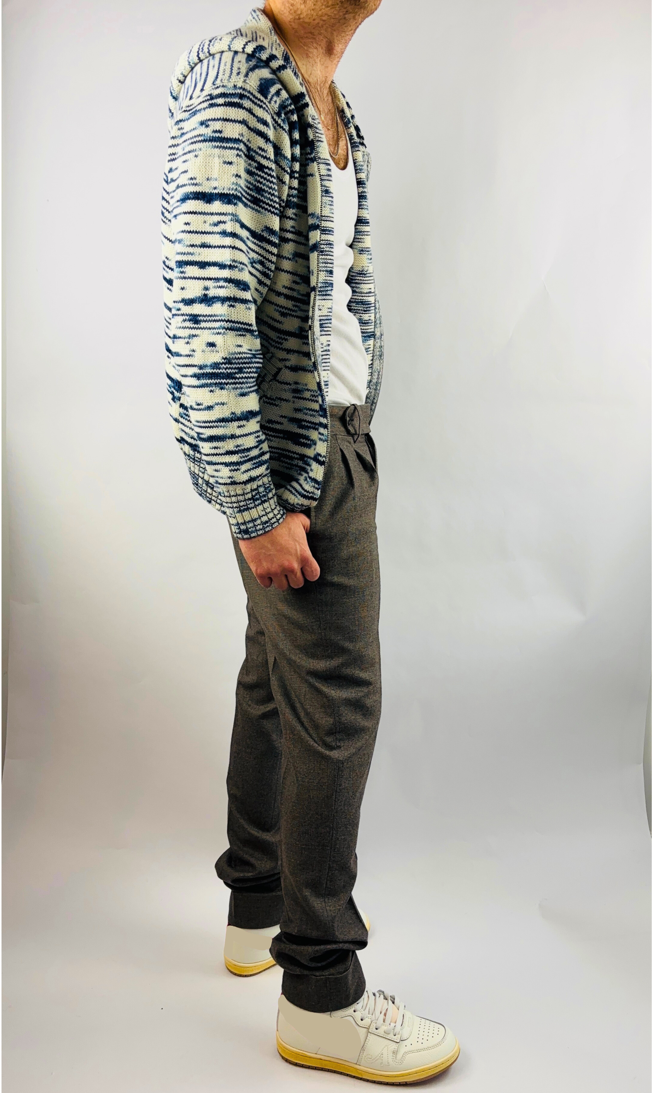 Hoodie Regular Fit in Blau/Weiß mit Kapuze und Zipper