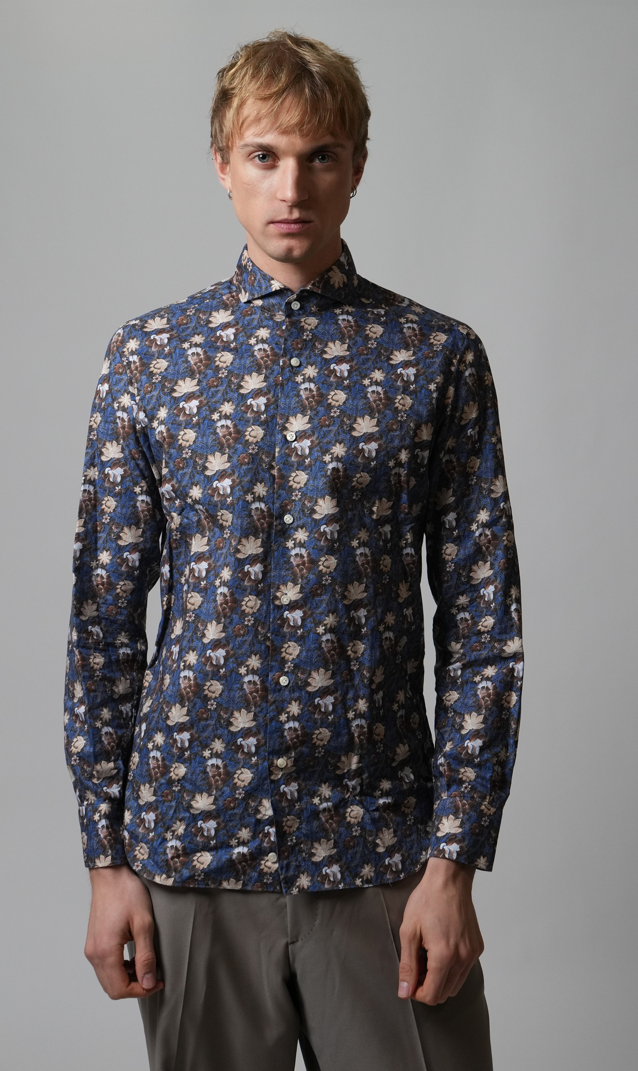 Hemd Handgemacht in Italien Regular Fit Blumen - Sample