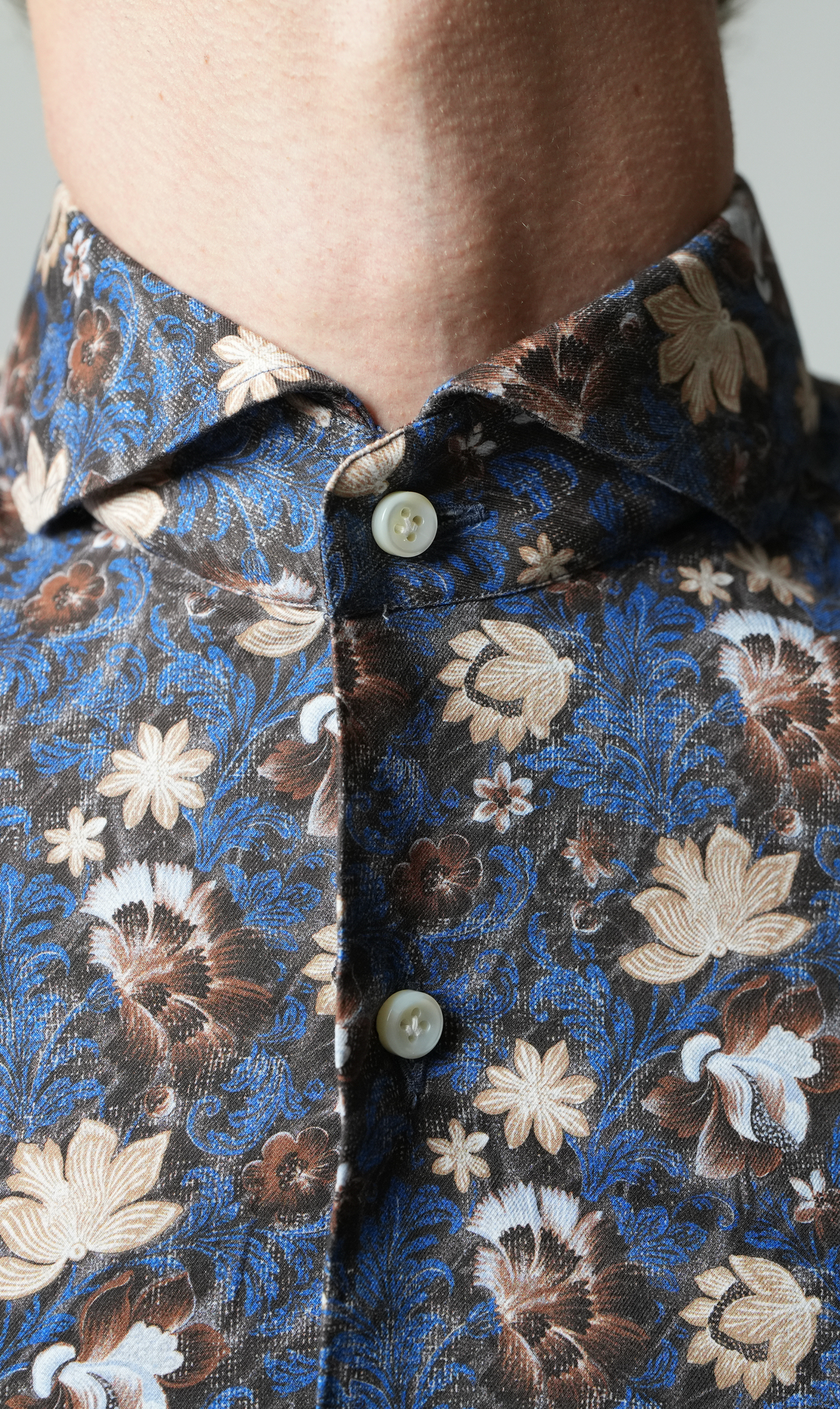 Shirt Handmade in Italy Regular Fit Flowers - Sample