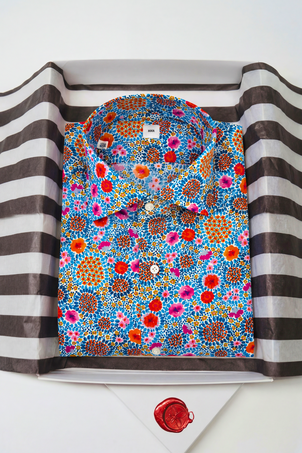 Blumenprint Hemd Slim Fit Blau