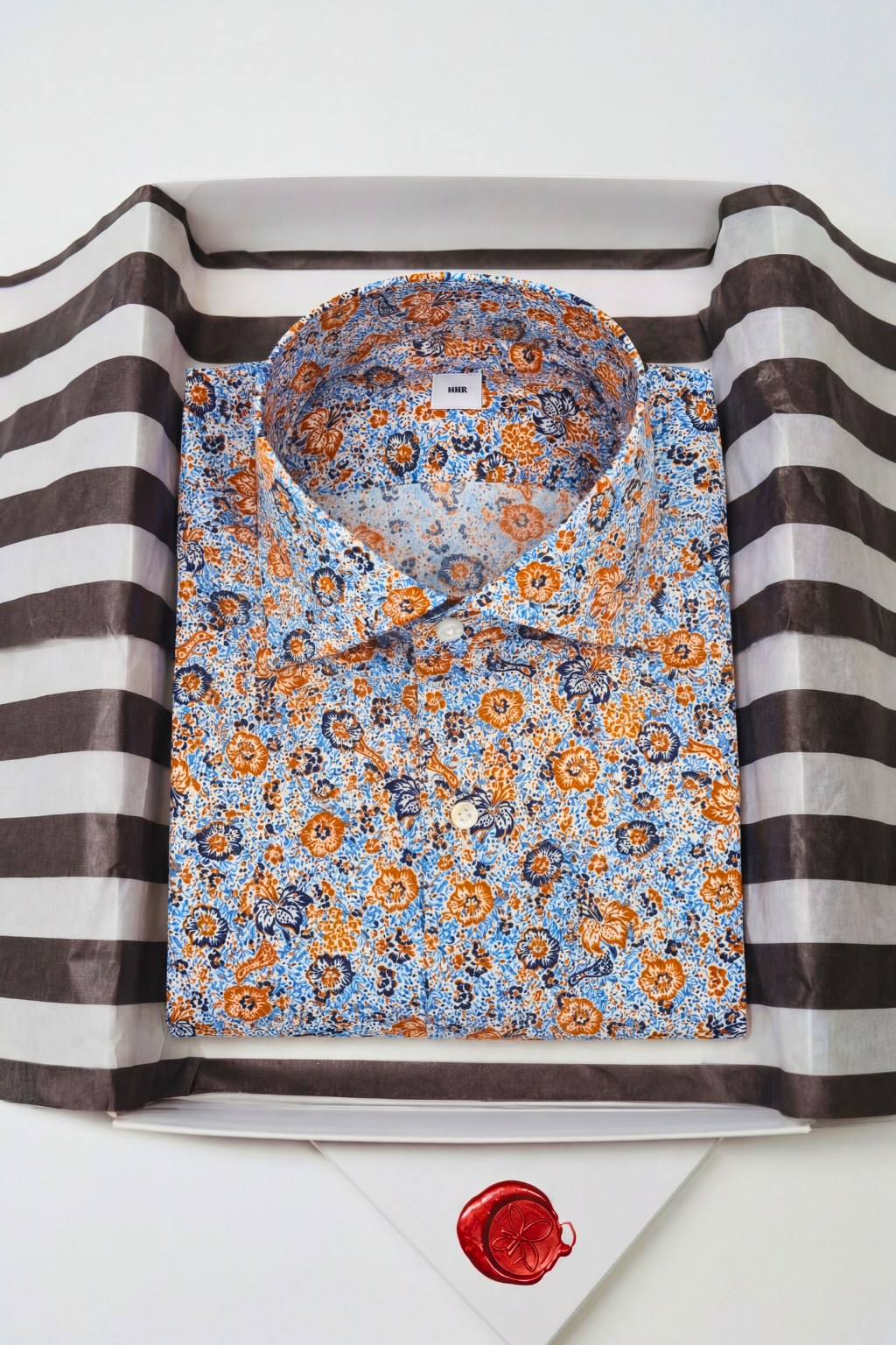 Blumenprint Hemd Slim Fit Hellblau