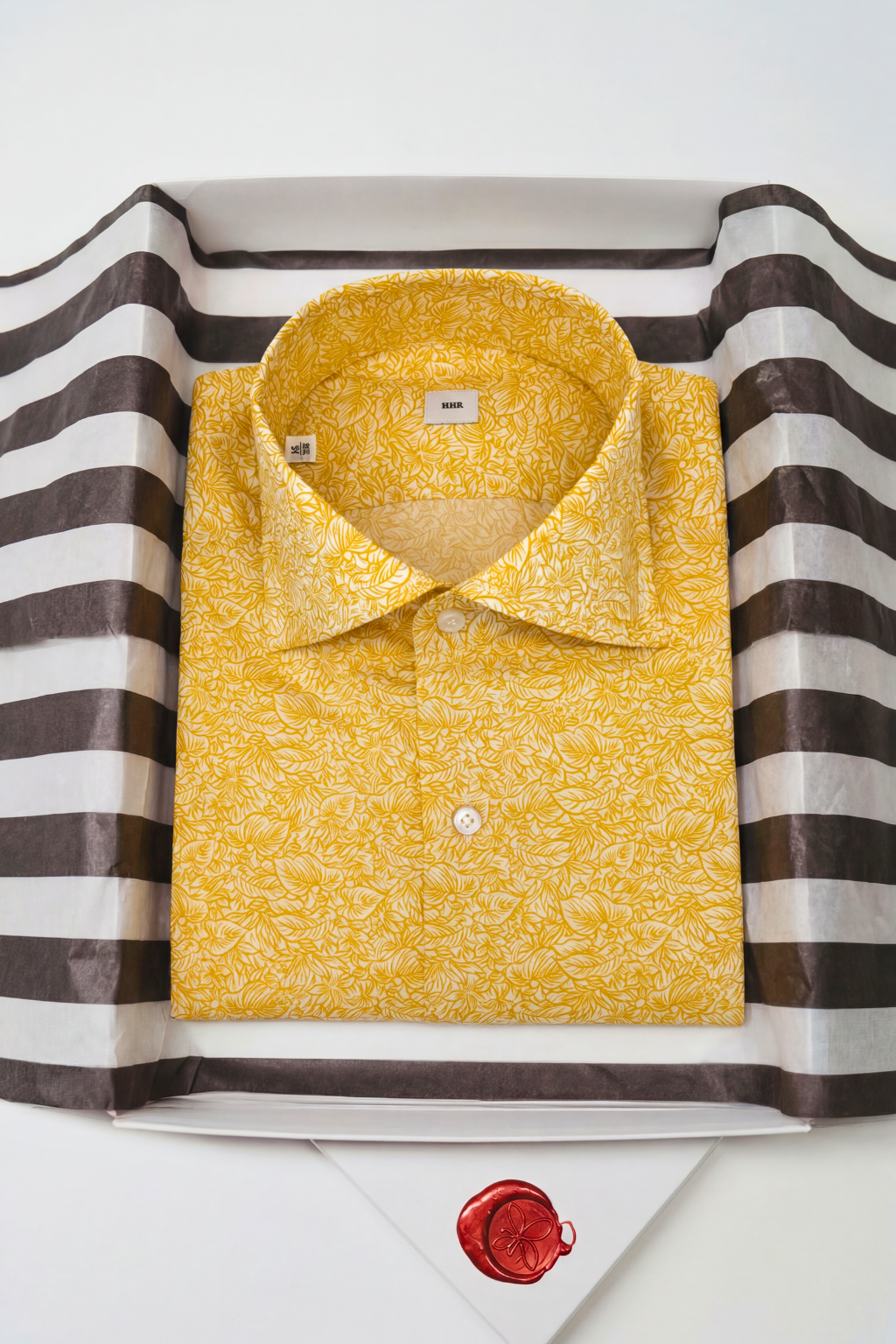 Palmenprint Hemd Slim Fit Gelb