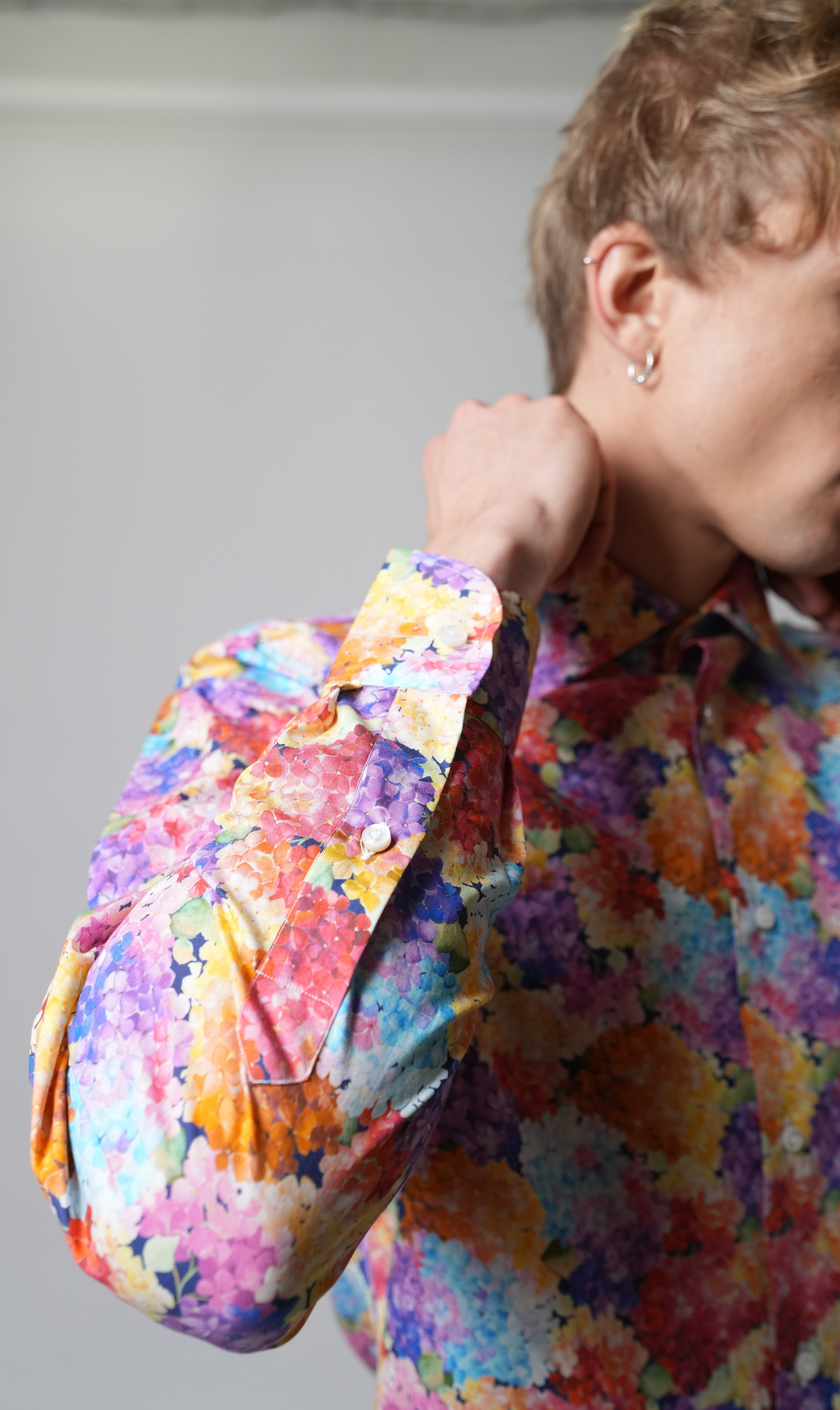 Hortensienprint Hemd Slim Fit