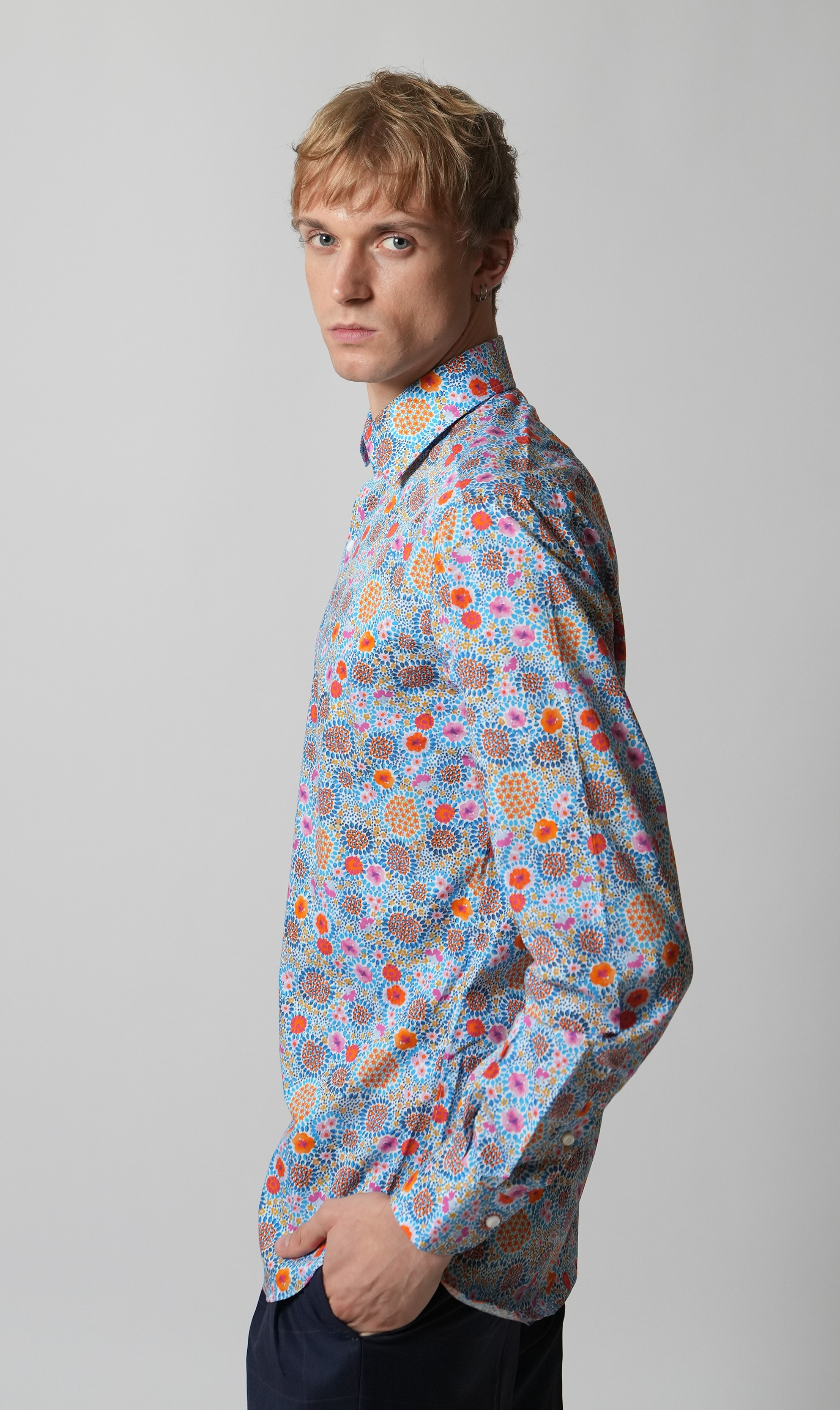 Hemd Handgemacht in Italien Slim Fit Blumen