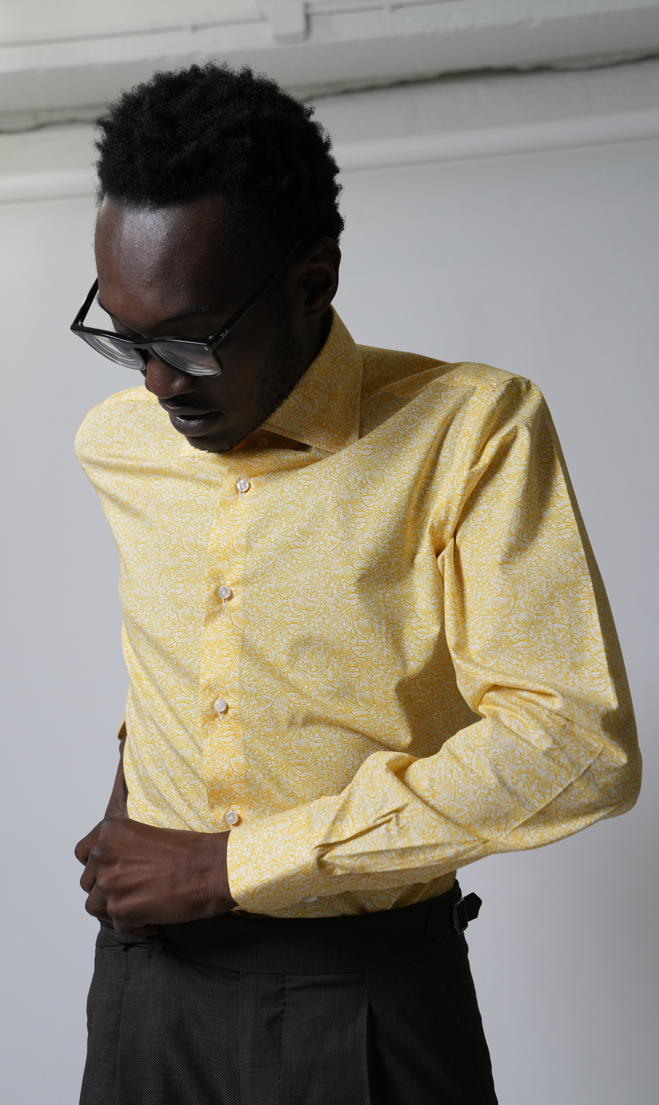 Hemd Handgemacht in Italien Slim Fit Gelb