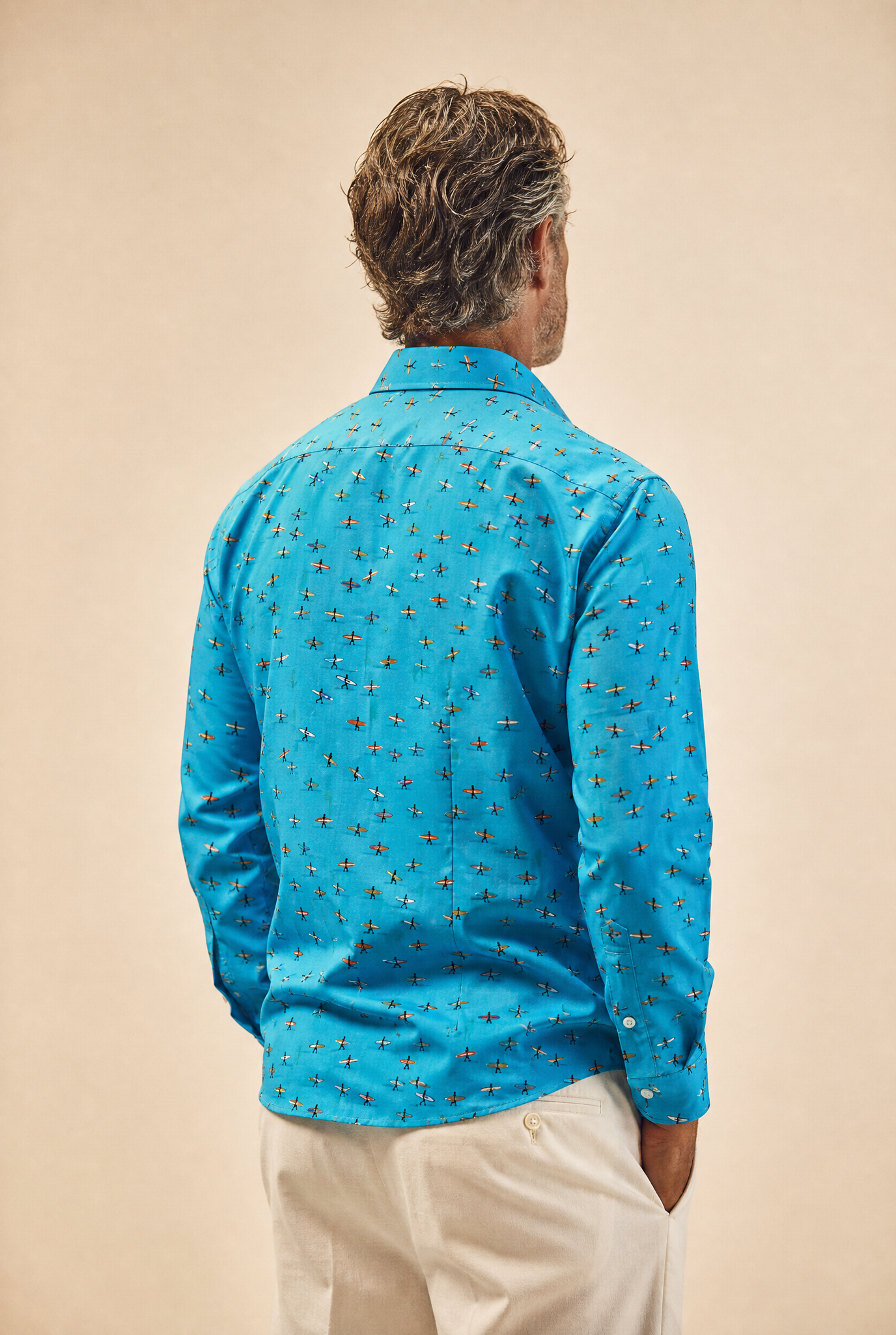 Surferprint Hemd Slim Fit Türkis