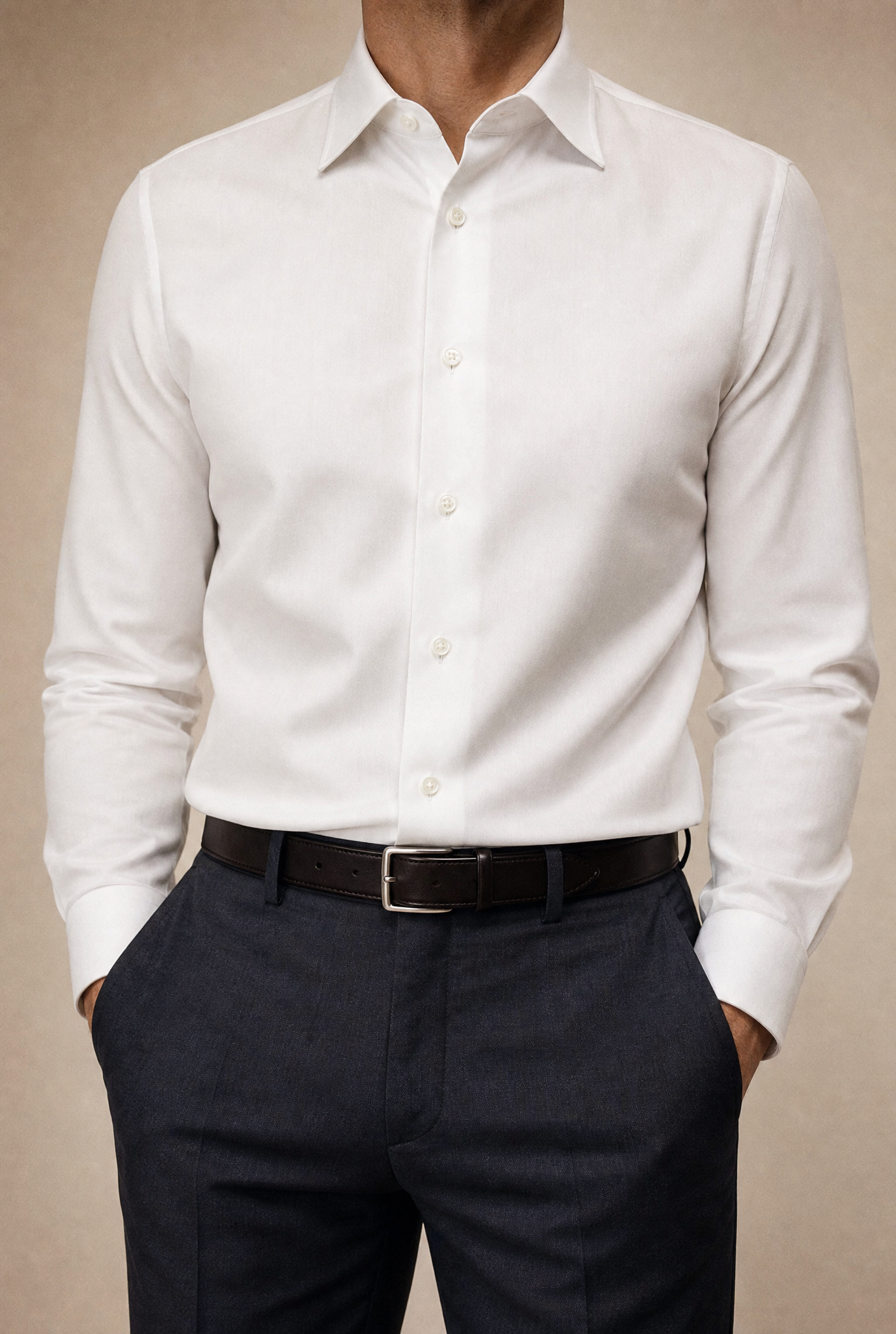 Vollzwirn Hemd Slim Fit Weiß