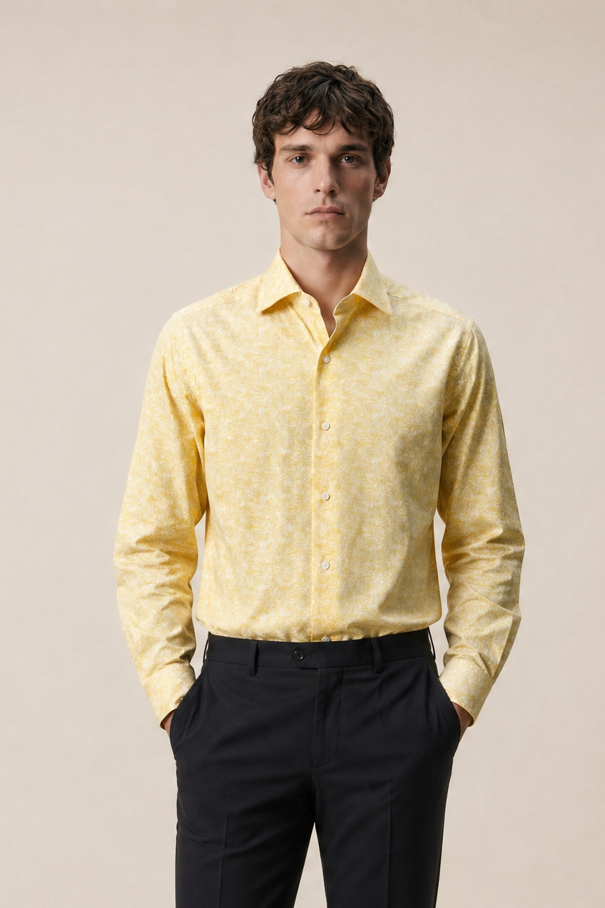 Shirt Handmade in Italy Slim Fit Yellow