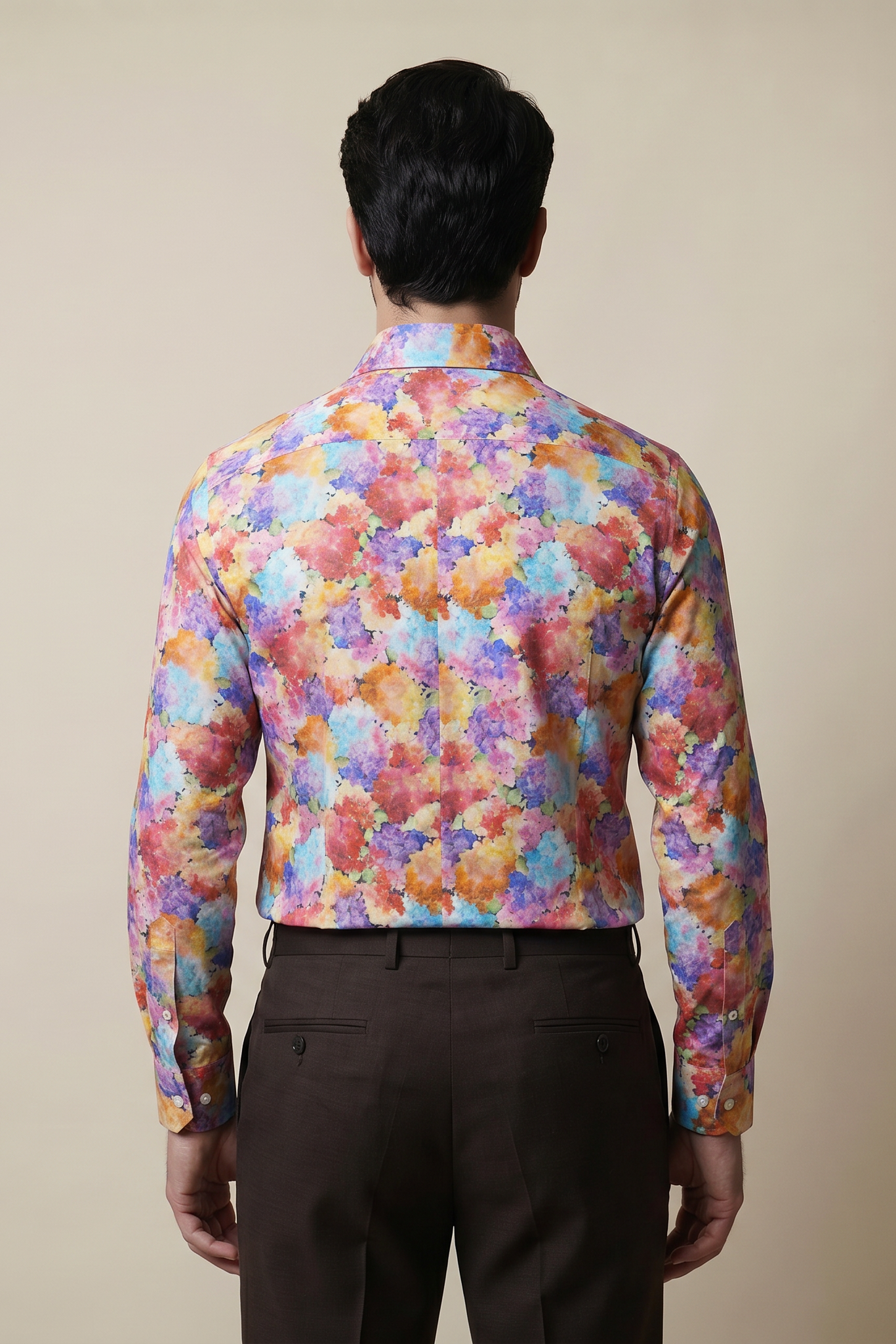 Hortensienprint Hemd Slim Fit