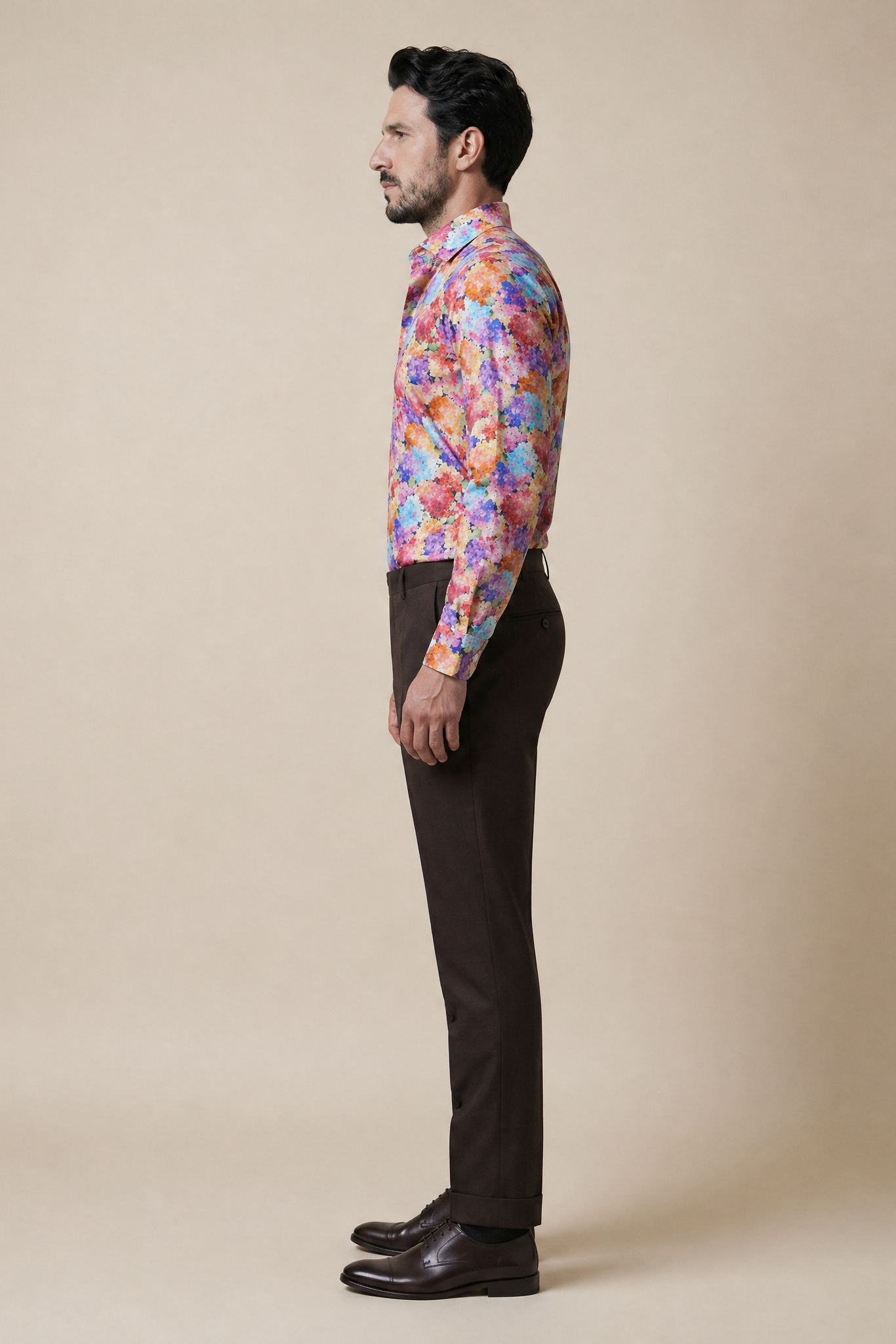 Hortensienprint Hemd Slim Fit