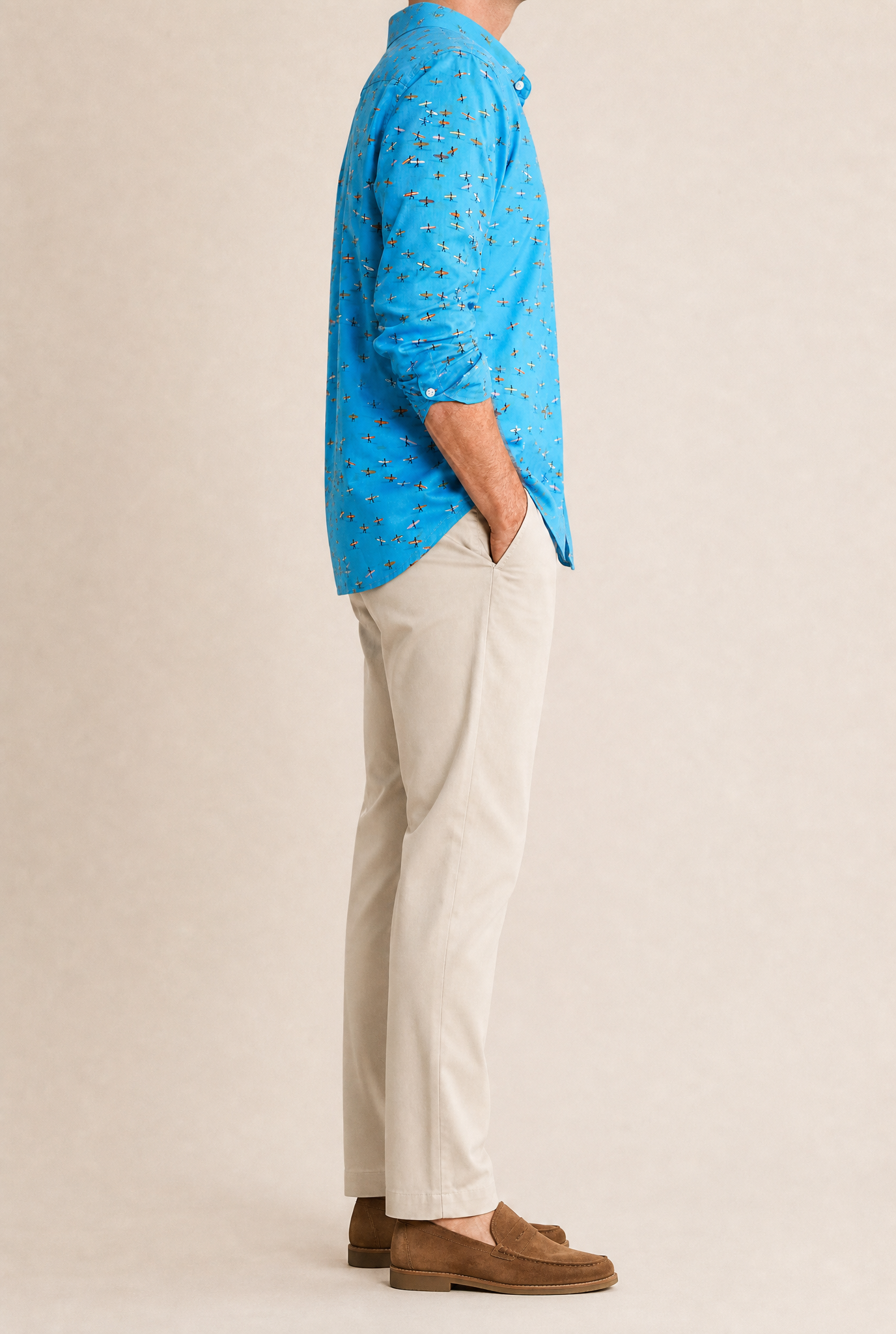 Surferprint Hemd Slim Fit Türkis