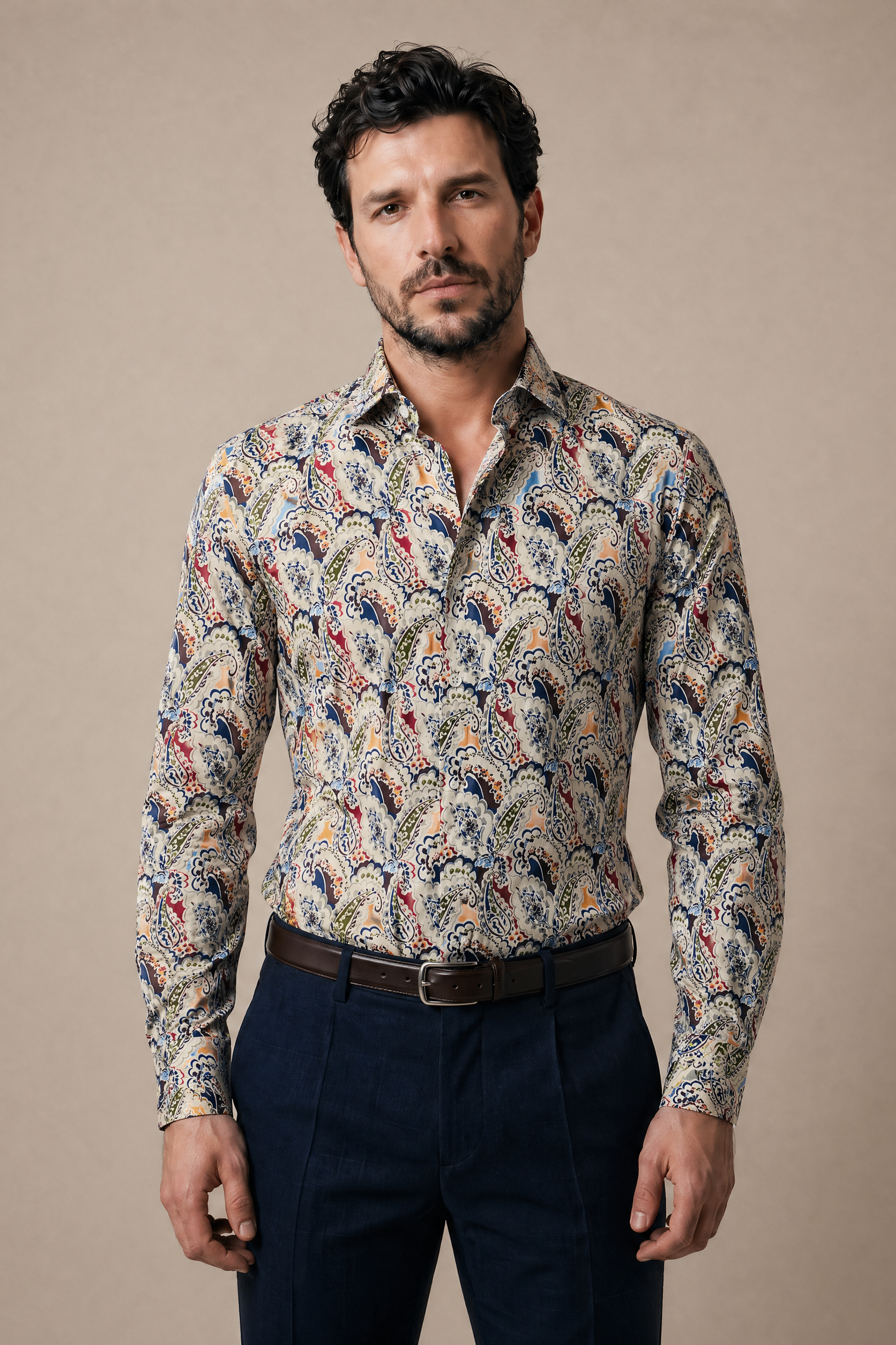 Shirt Handmade in Italy Super Slim Fit Paisley