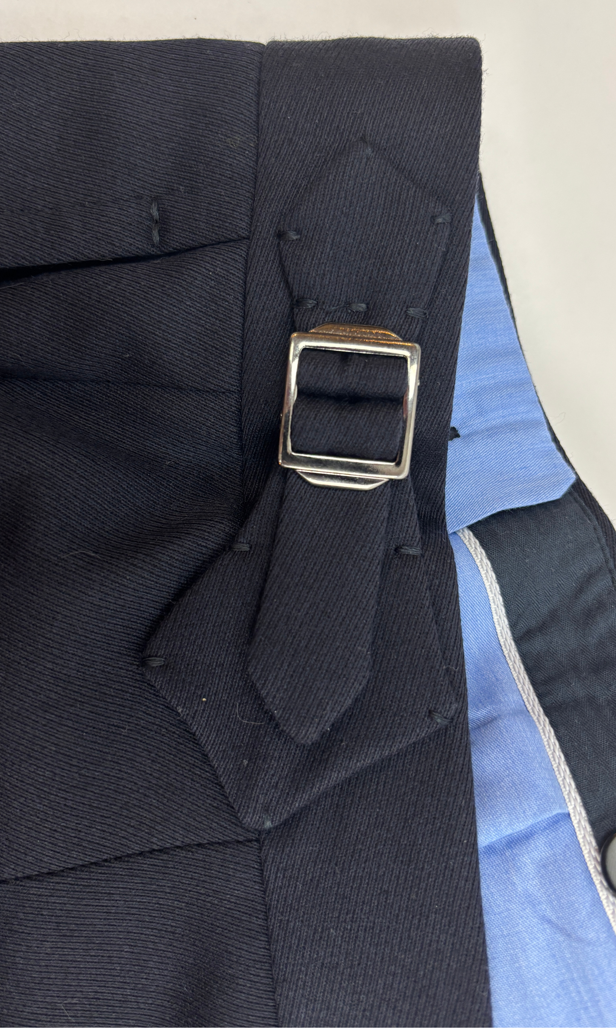 Extra Slim Fit Trousers Handmade in Italy Wool Sideadjuster Blue
