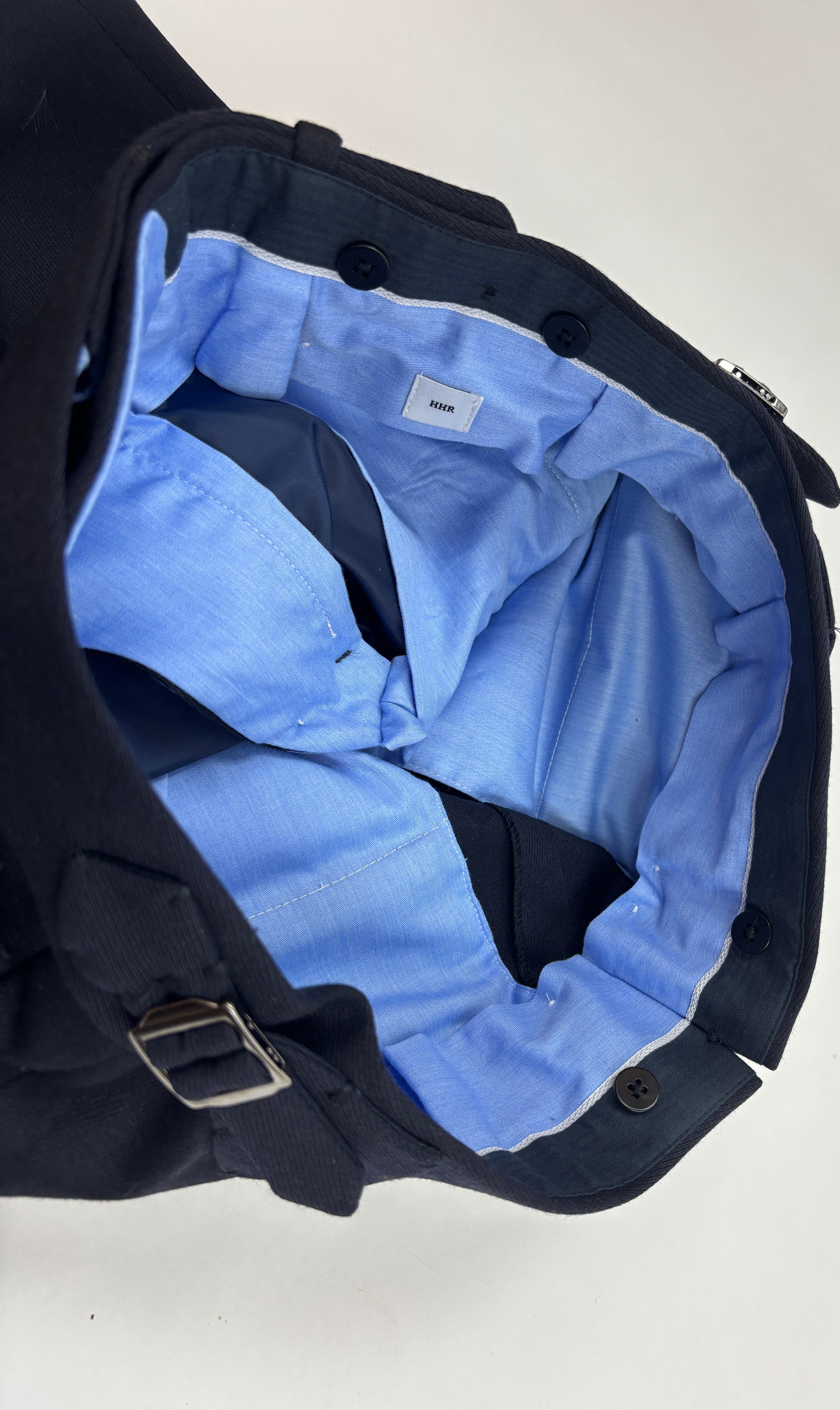 Extra Slim Fit Trousers Handmade in Italy Wool Sideadjuster Blue