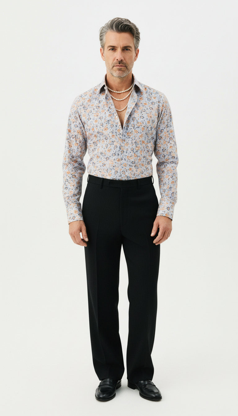 Shirt Handmade in Italy Slim Fit Flowers
