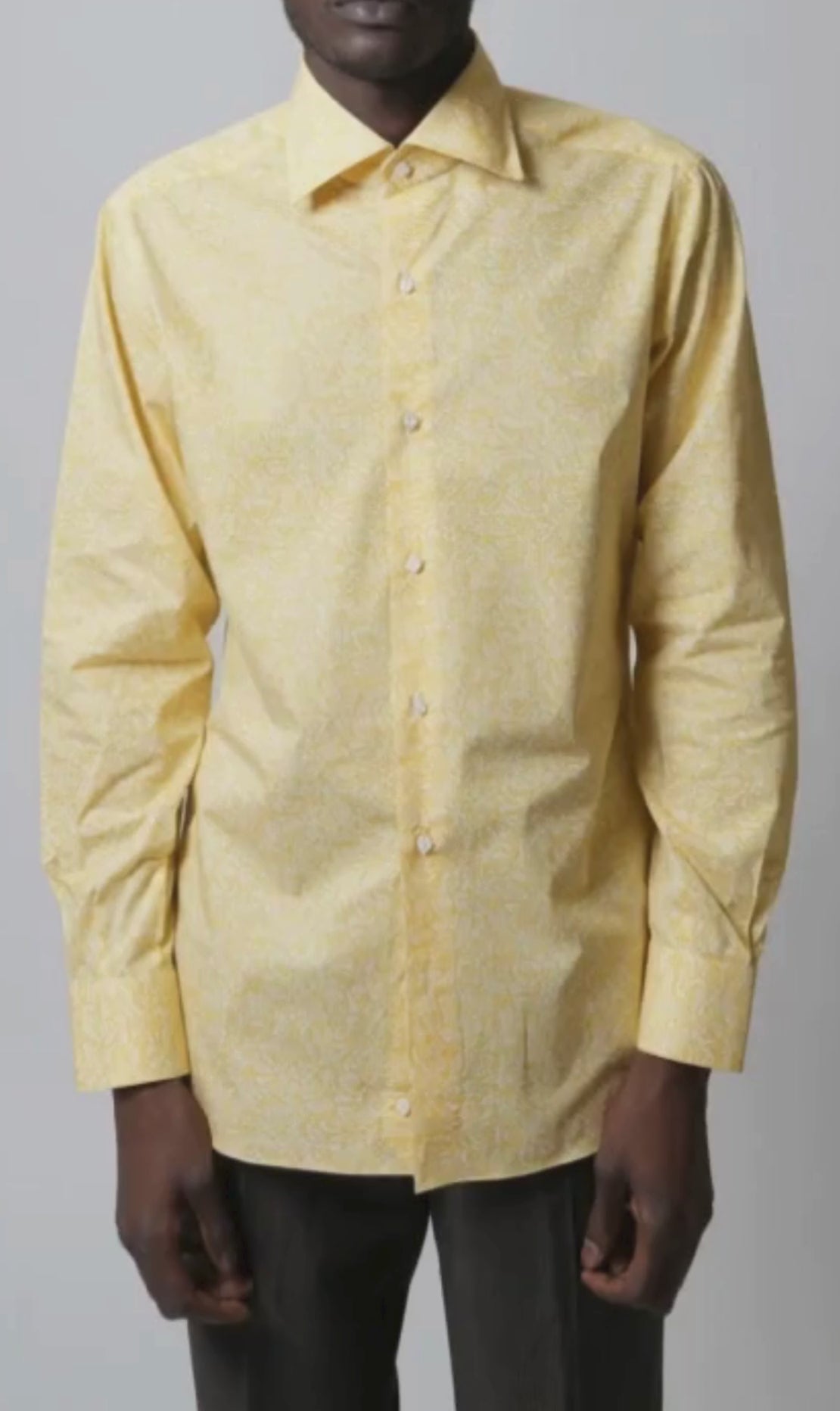 Palmenprint Hemd Slim Fit Gelb