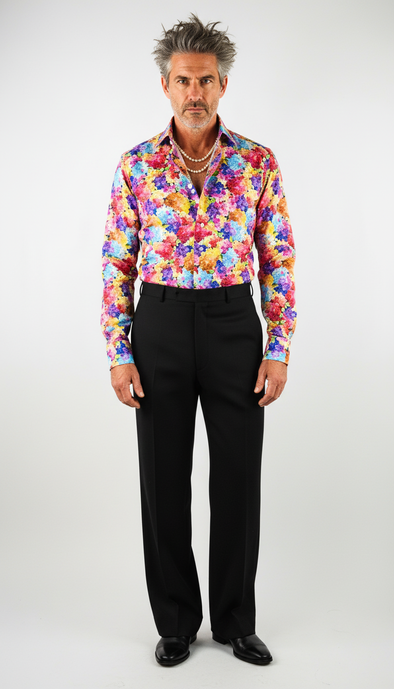 Shirt Handmade in Italy Slim Fit Hydrangeas