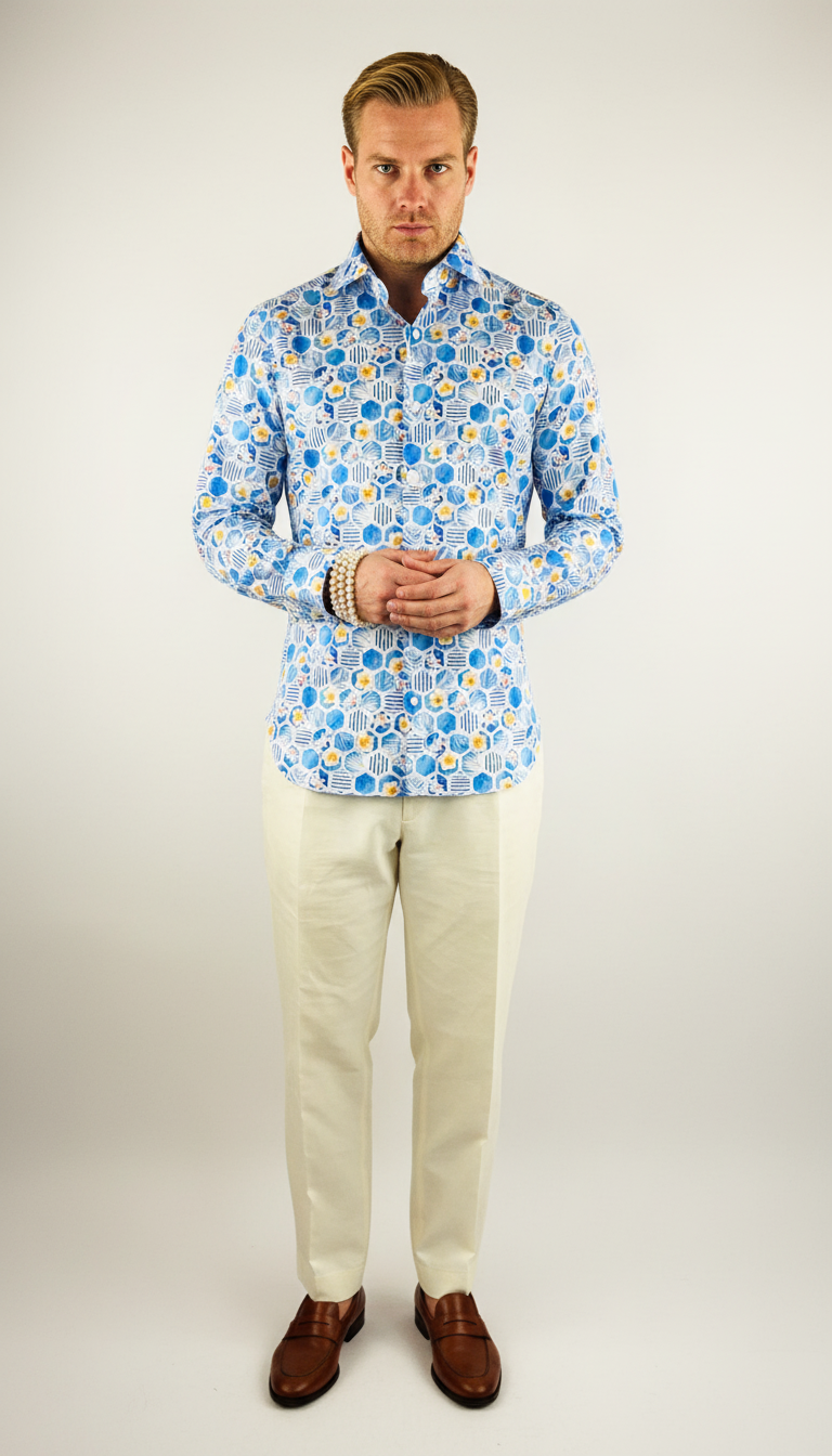 Shirt Handmade in Italy Slim Fit Flowers