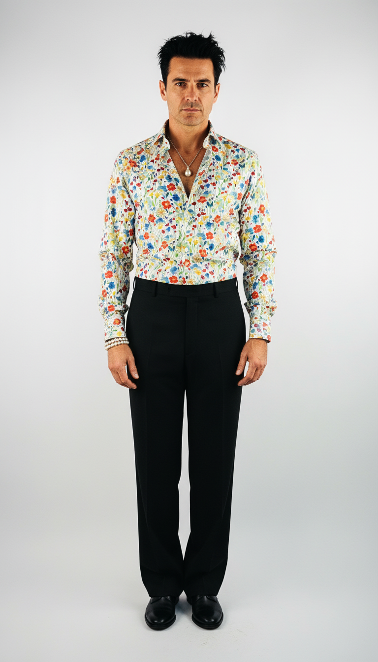 Shirt Handmade in Italy Slim Fit Flowers